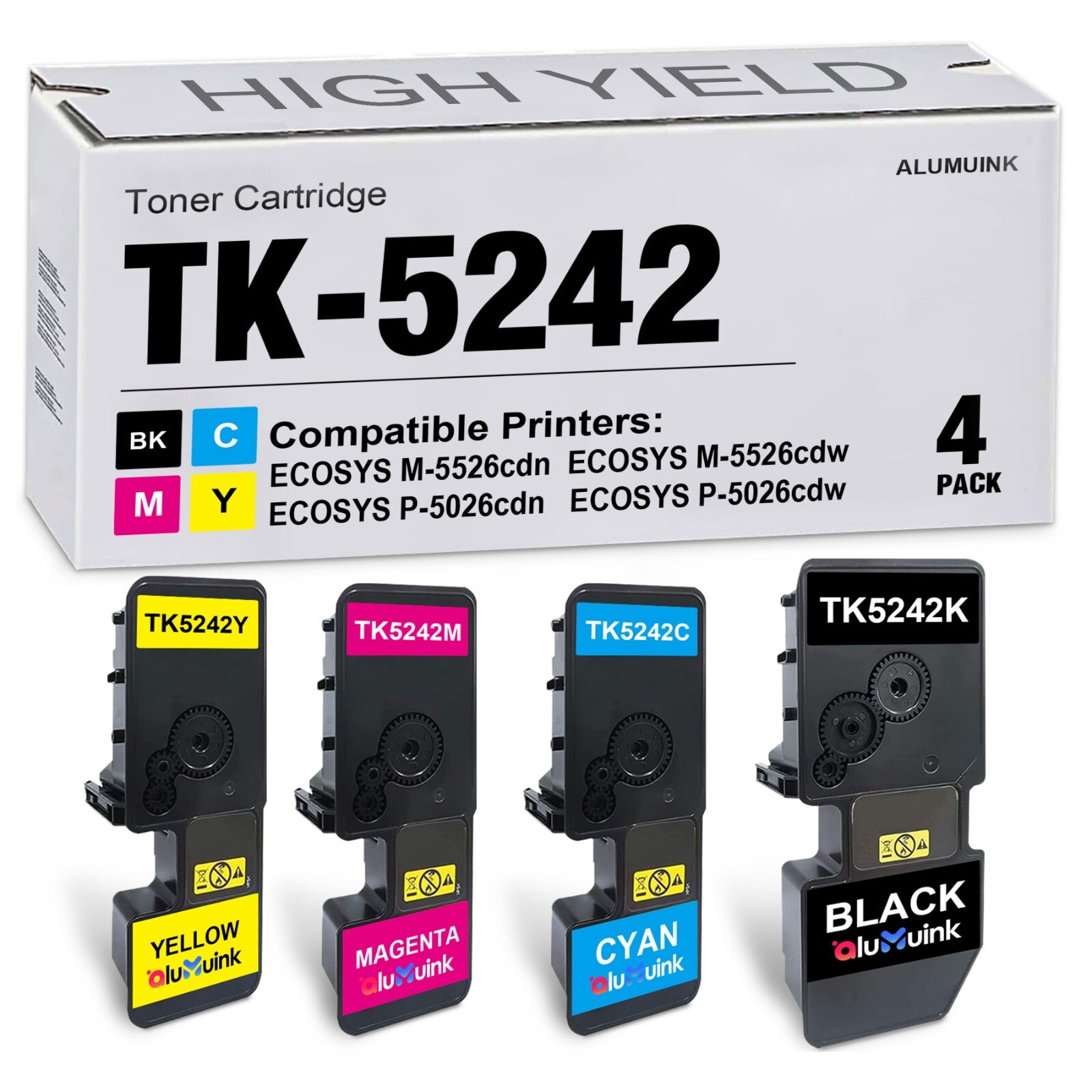 TK5242 4PK Toner Cartridges Set for ECOSYS P5026cdn P5026cdw M5526cdn M5526cdw