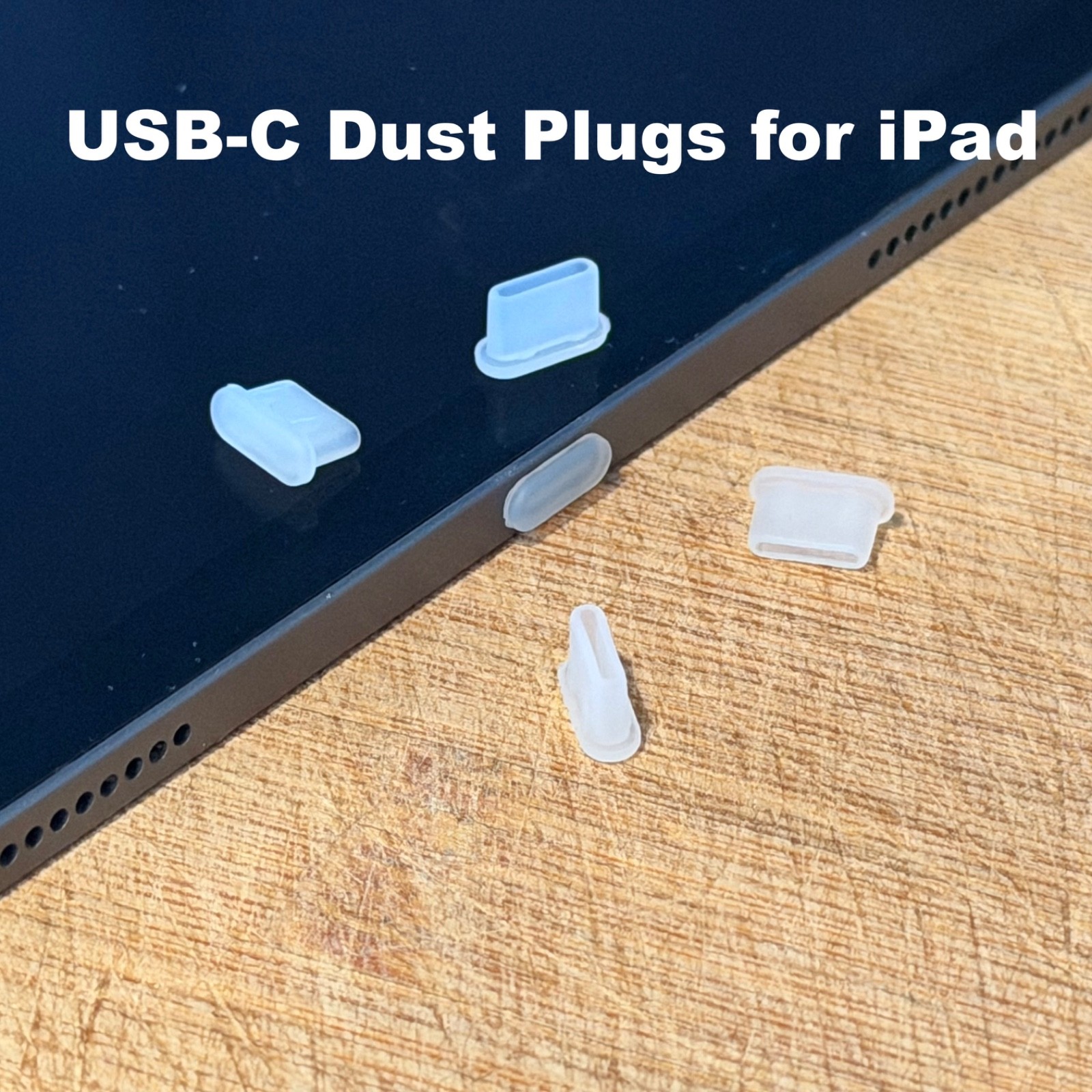 USB C Port Cover for iPad, iPad Dust Plug, Charging Port Cap, Clear Silicone Set