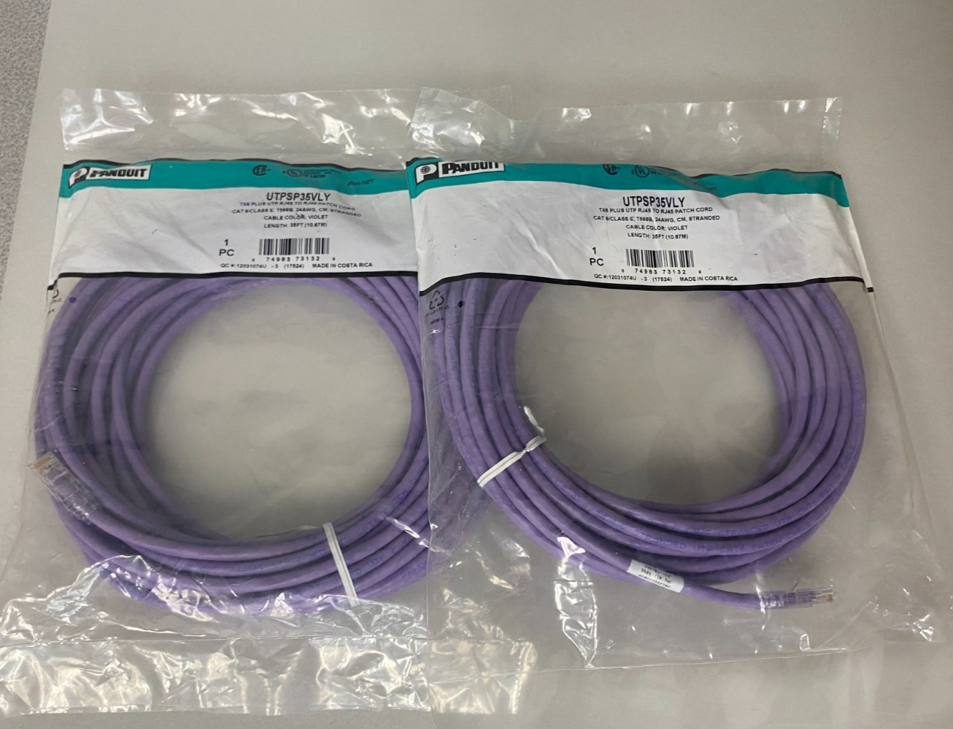 Panduit UTPSP35VLY Cord   |  35 FT  |  LOT OF 2