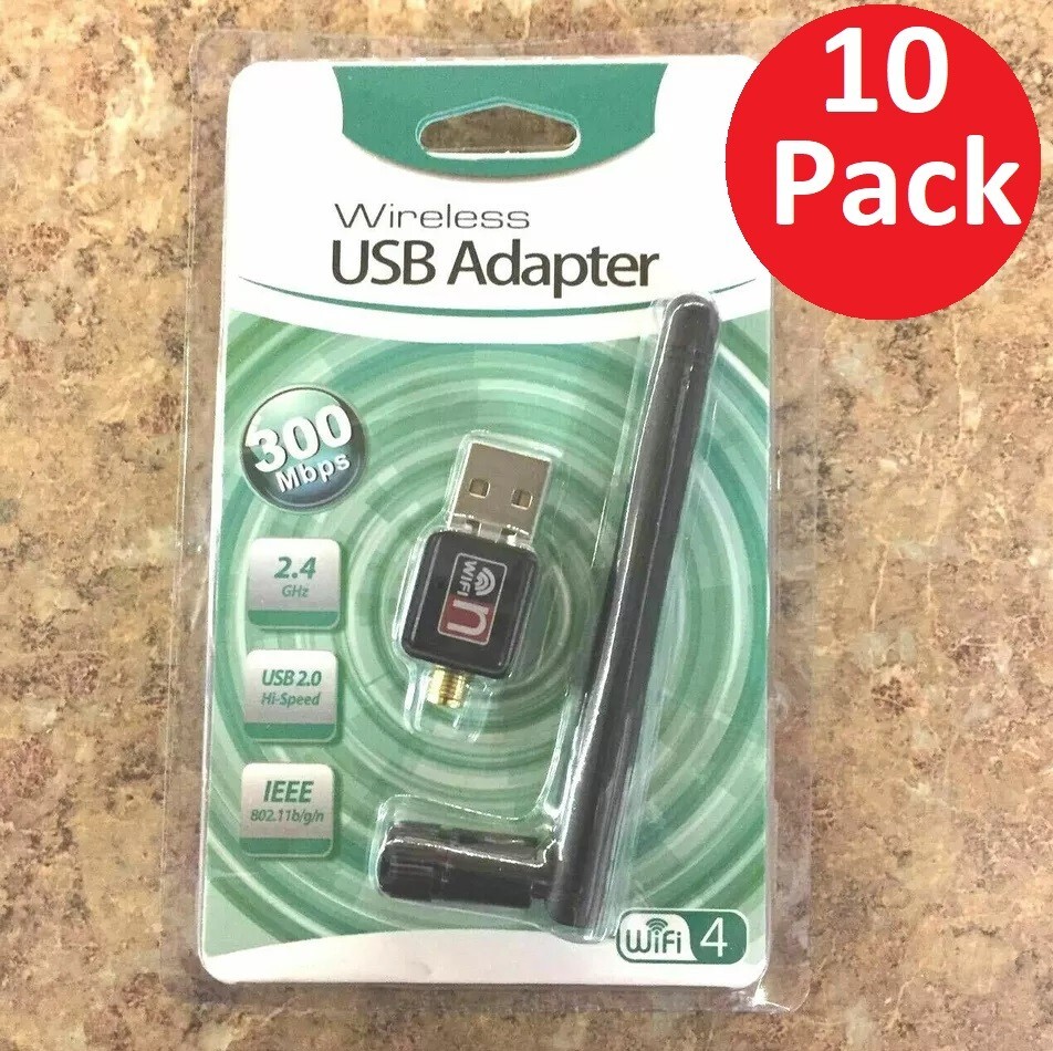 10 X LOT Antenna 300n 300Mbps Mini Wireless USB Wifi Adapter Network 802.11n/g/b