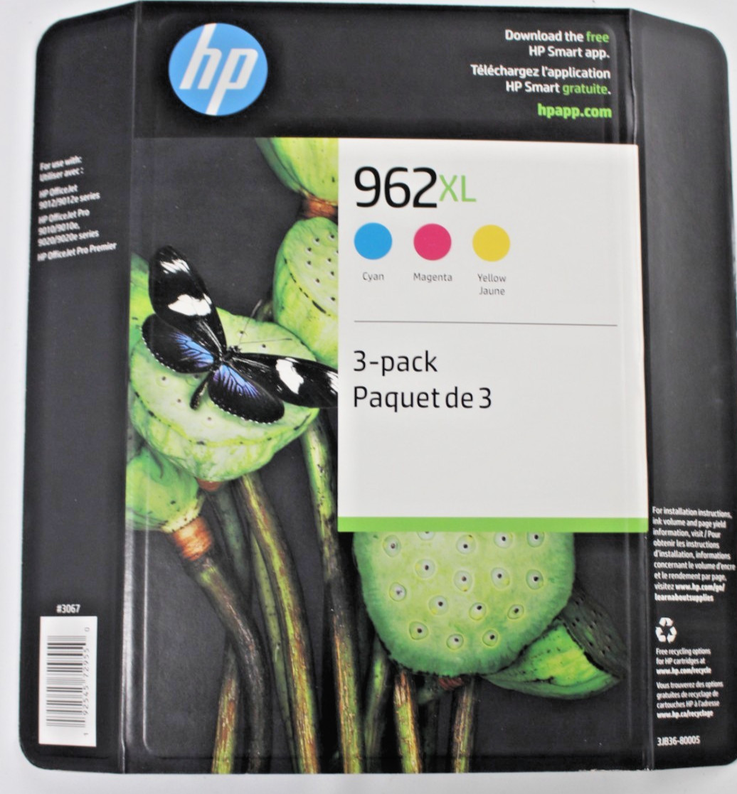 BRAND NEW HP 962XL 3-PACK Cyan Magenta Yellow Color Ink 3JB36BN Exp. 2/2028+