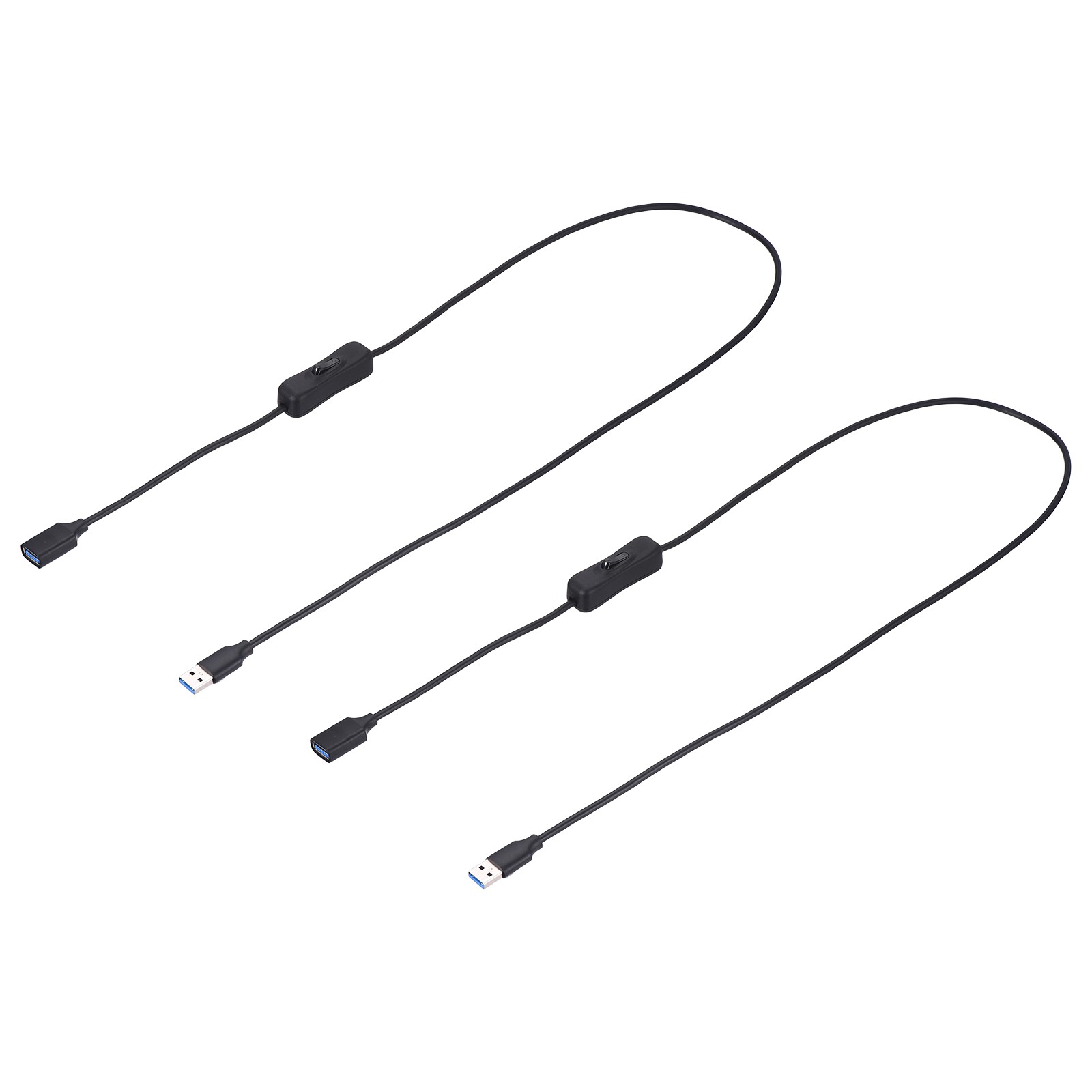 3.2ft USB 3.0 Extension Cable with Switch 2Pcs USB A Male to Female, Black
