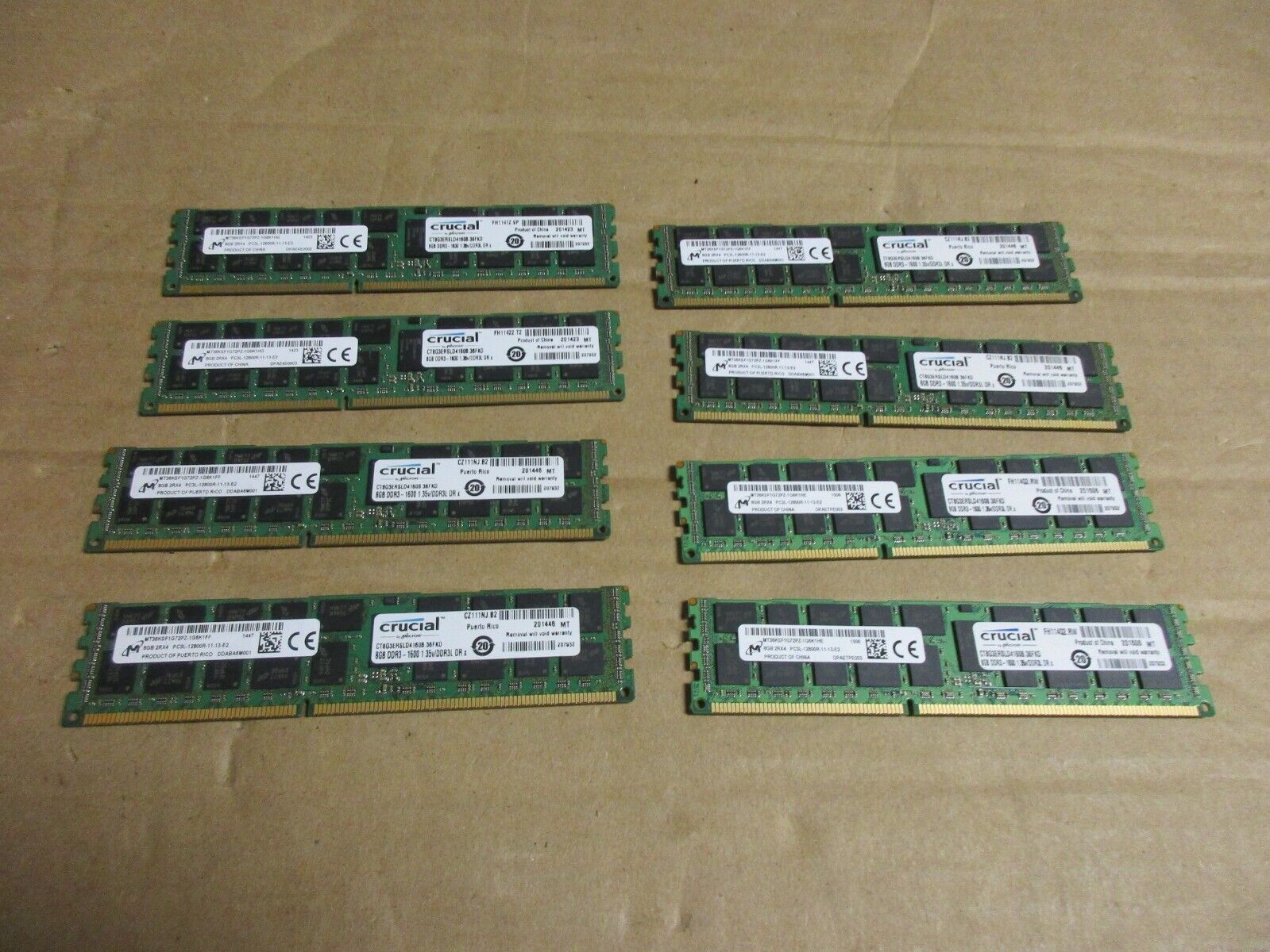 64GB (8x8GB)Micron 64GB MT36KSF2G72PZ 2Rx4 PC3L-12800R-11-13-E2 Server Memory