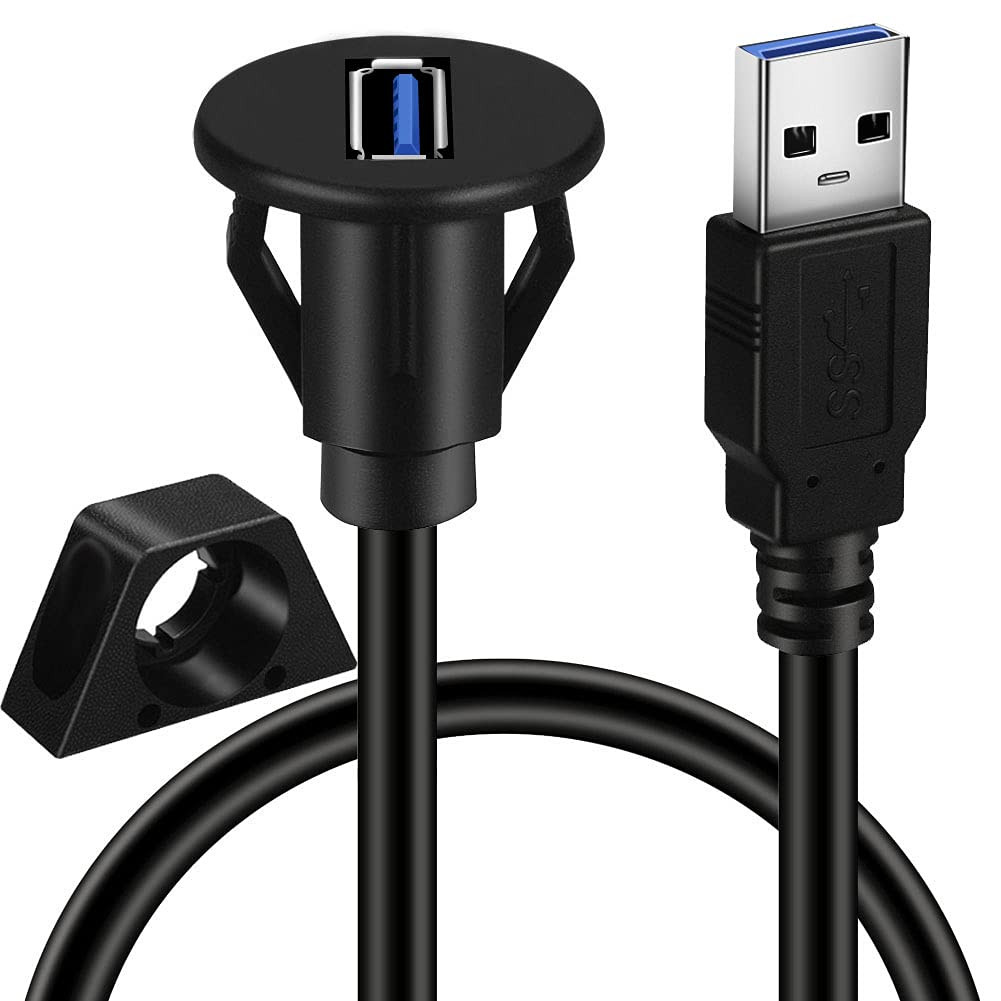 Small USB 3.0 Male to Female Car AUX Flush Panel Mount Cable 3Ft