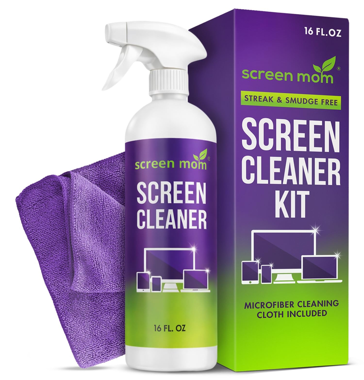 Screen Mom Screen Cleaner Spray and Microfiber Cloth 16oz Screen Cleaner Spray a