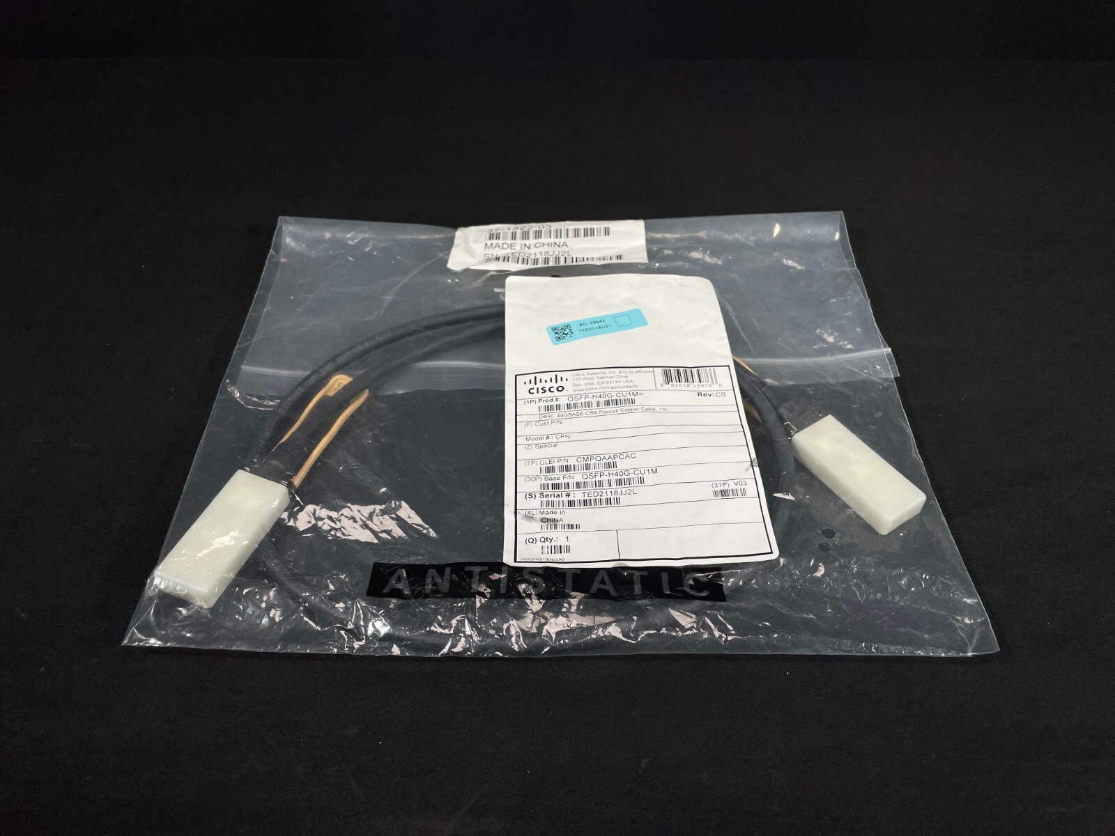 NEW Genuine Cisco  QSFP-H40G-CU1M  40GBASE-CR4 Passive Copper Cable -Fast Ship