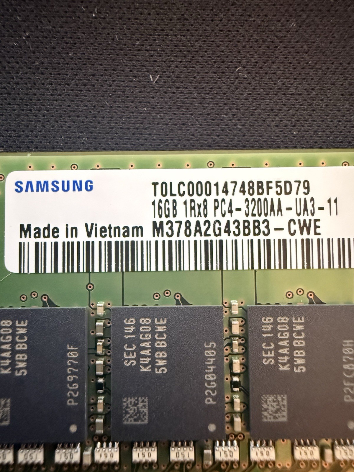 Samsung 16GB DDR4 3200MHz PC4-3200AA Desktop RAM M378A2G43BB3-CWE