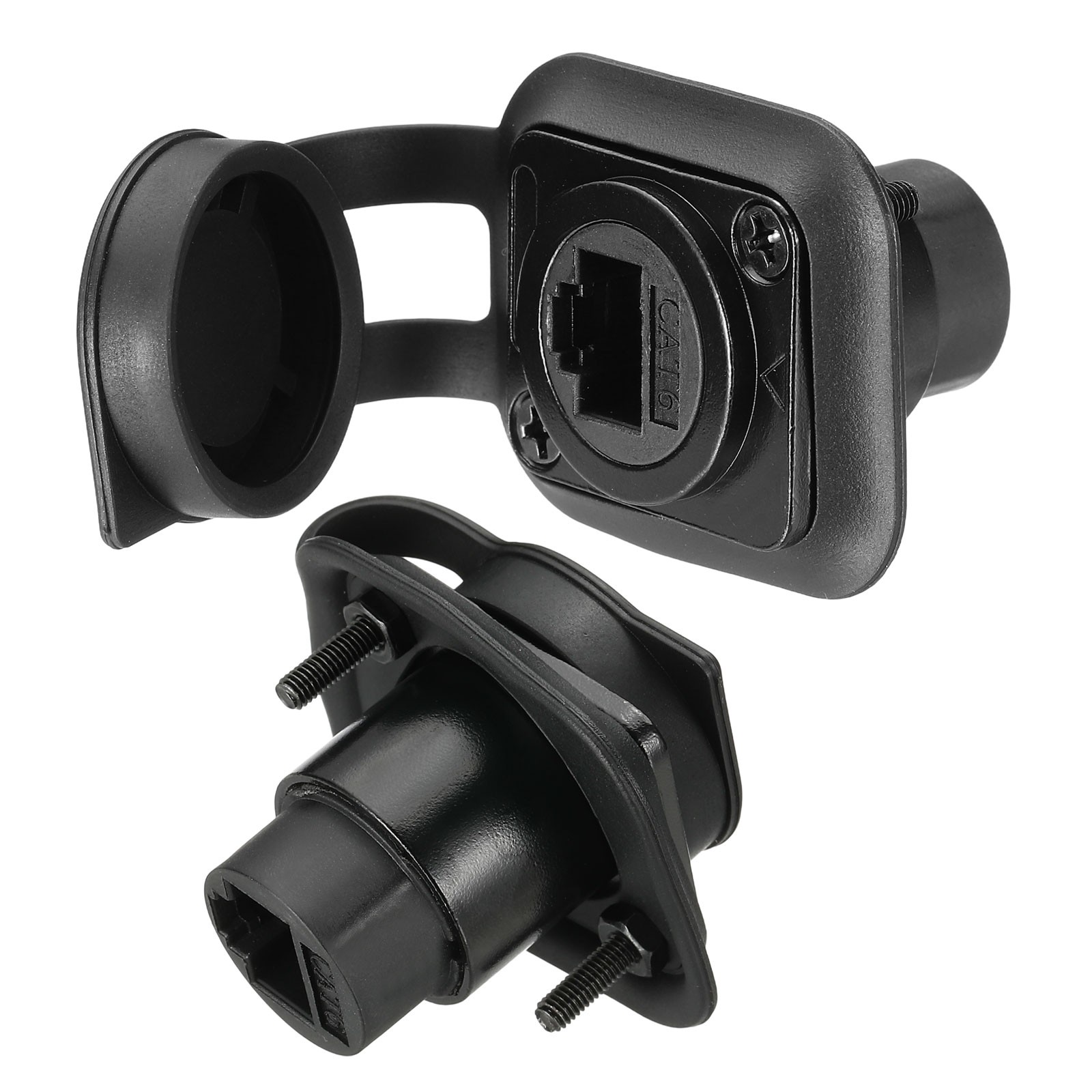 2Pcs RJ45 Cat6 Shielded Panel Mount Coupler with Dust Cover Black
