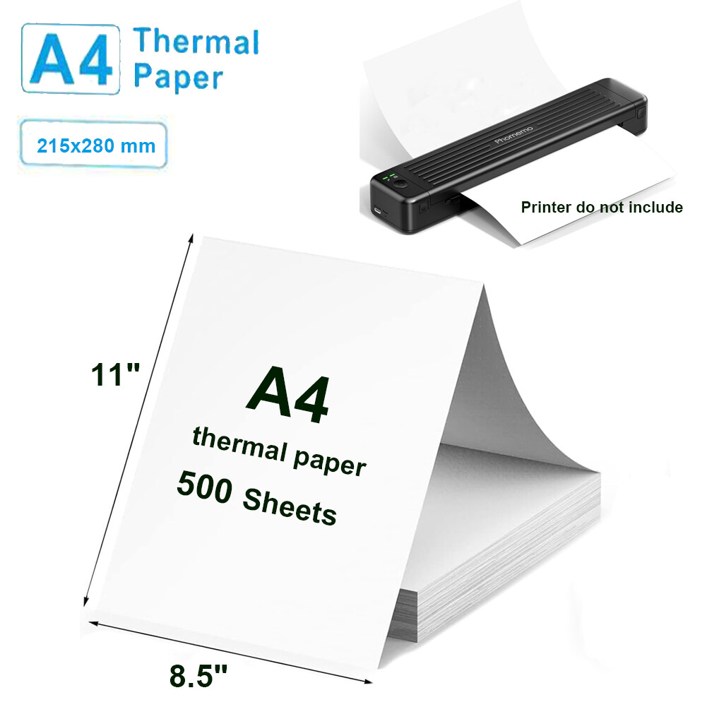 500 Sheets A4 Thermal paper 8.5"x11" Compatible for Portable A4 Thermal Printer