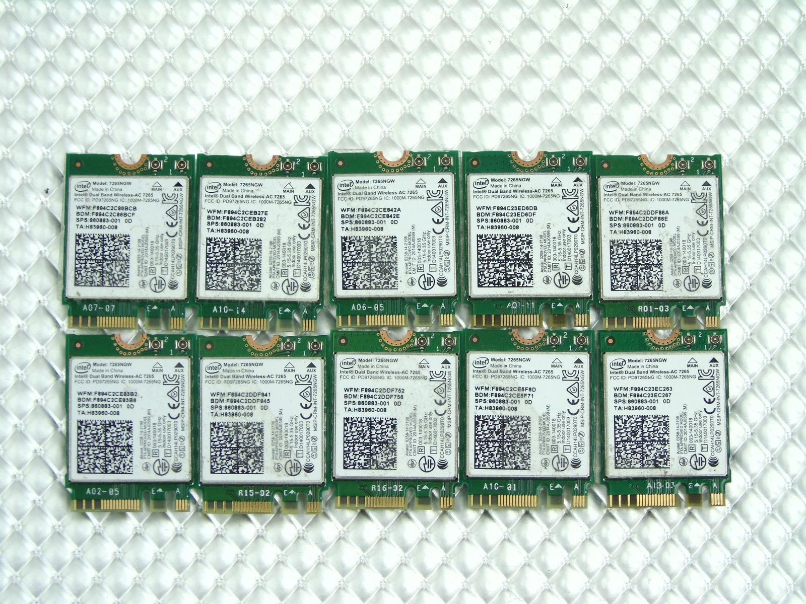 Lot of 10 - HP ChromeBook 11 G5 EE WiFi Wireless WLAN Card - 7265GW, 860883-001