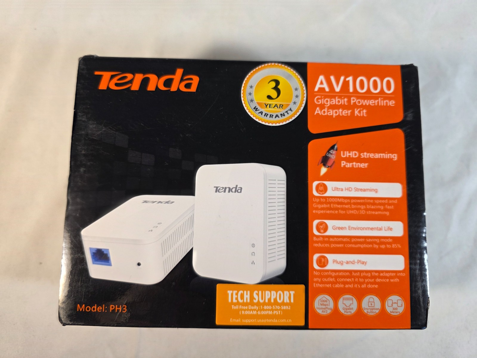Tenda AV1000 AC Wi-Fi Powerline Extender Kit Model PH3 Untested