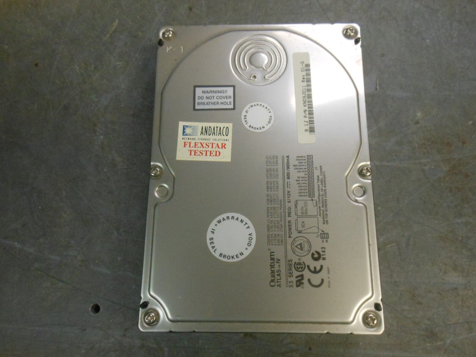 HP Quantum Atlas IV 9.1GB KN09J011 Rev 01-G U160 SCA hard drive Andataco