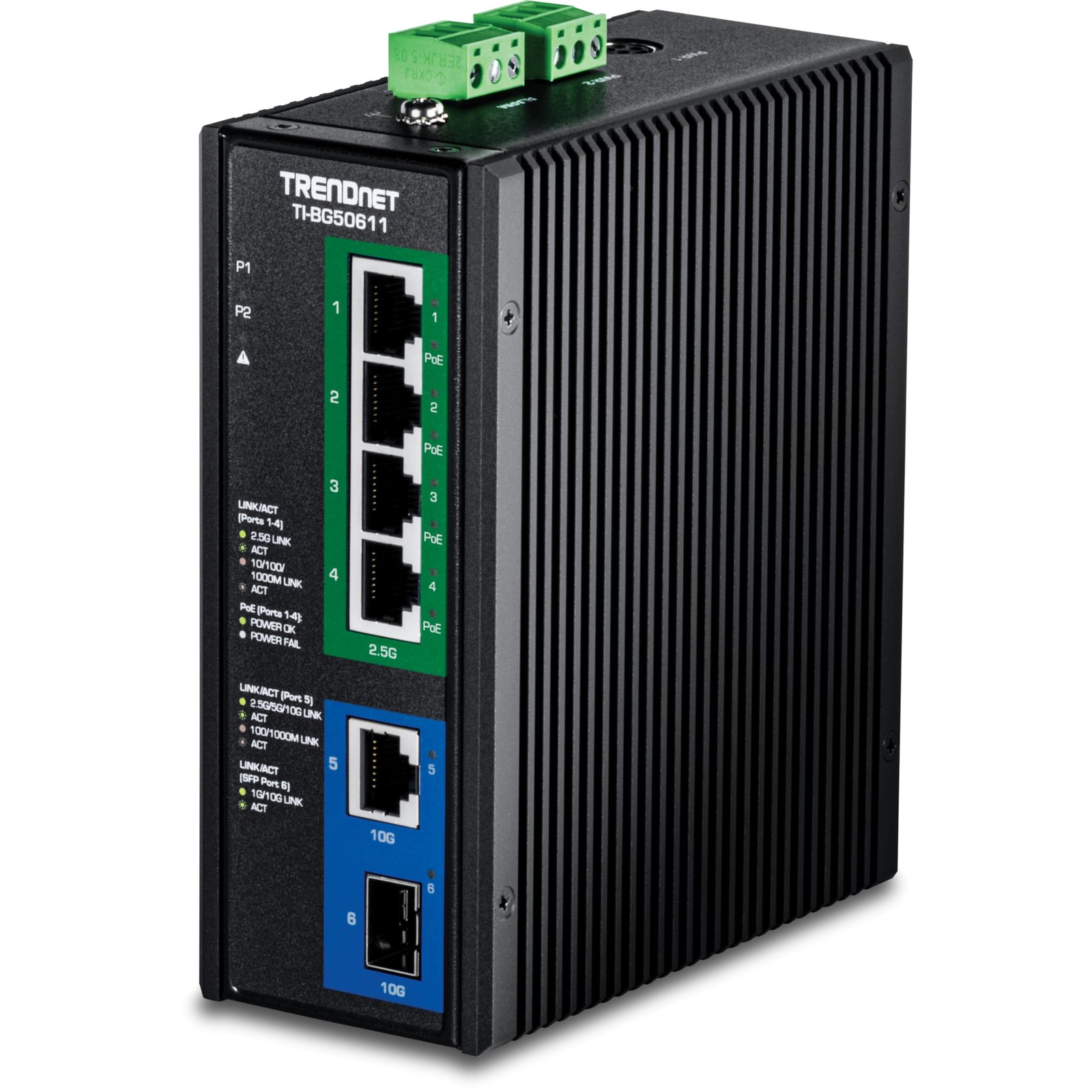 Trendnet TIBG50611 6-Port 2.5G PoE++ DIN-Rail Switch 10G