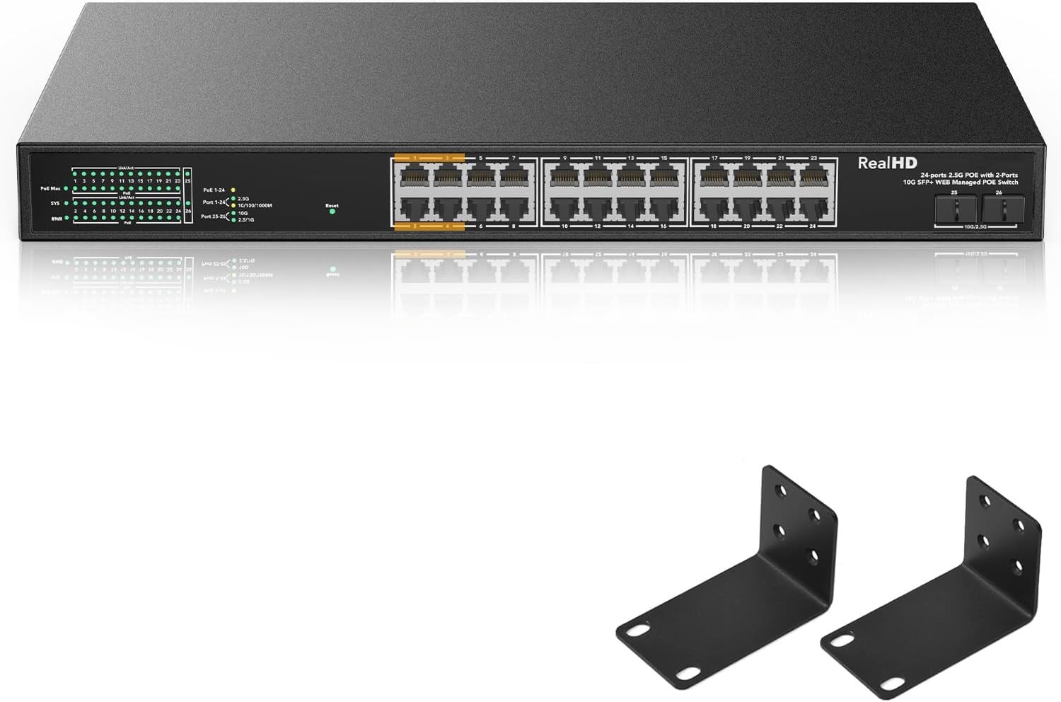 24Port 2.5Gb PoE++ LiteManaged Ethernet Network Switch 2x 10G SFP+ 500W