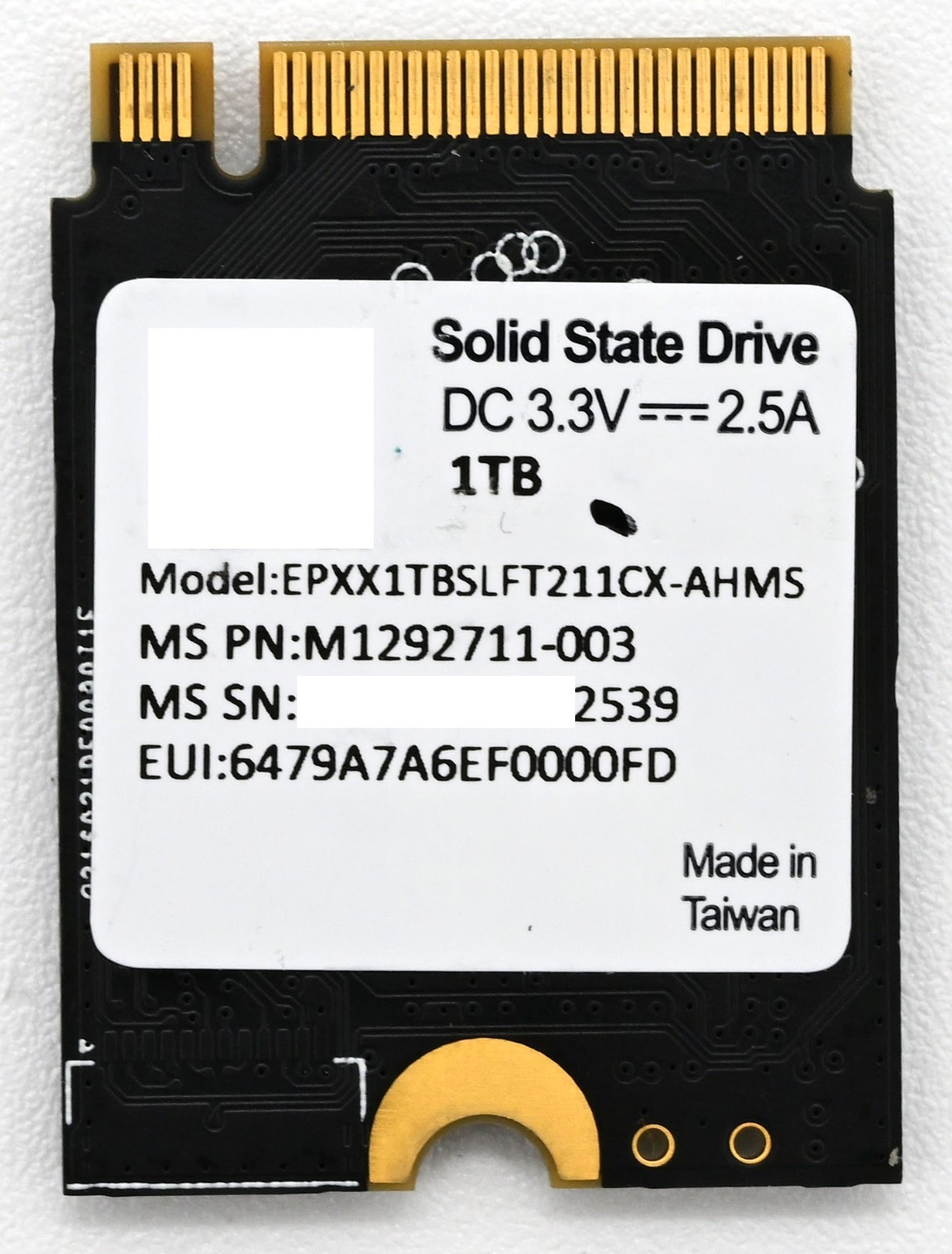 1TB MS M.2 2230 NVMe PCIe 4.0x2 SSD EPXX1TBSLFT211CX-AHMS Xbox Pull M1292711-003
