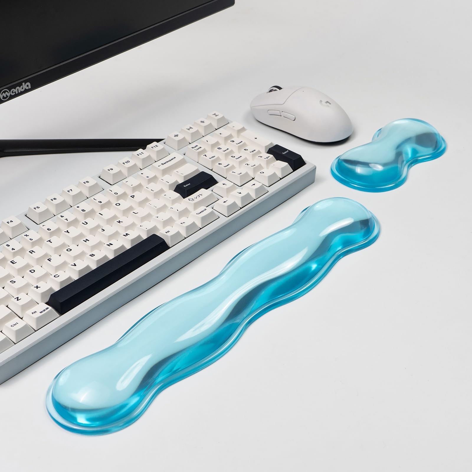 1 Set Blue Clear Silicone Gel Keyboard And Mouse Wrist Rest Support