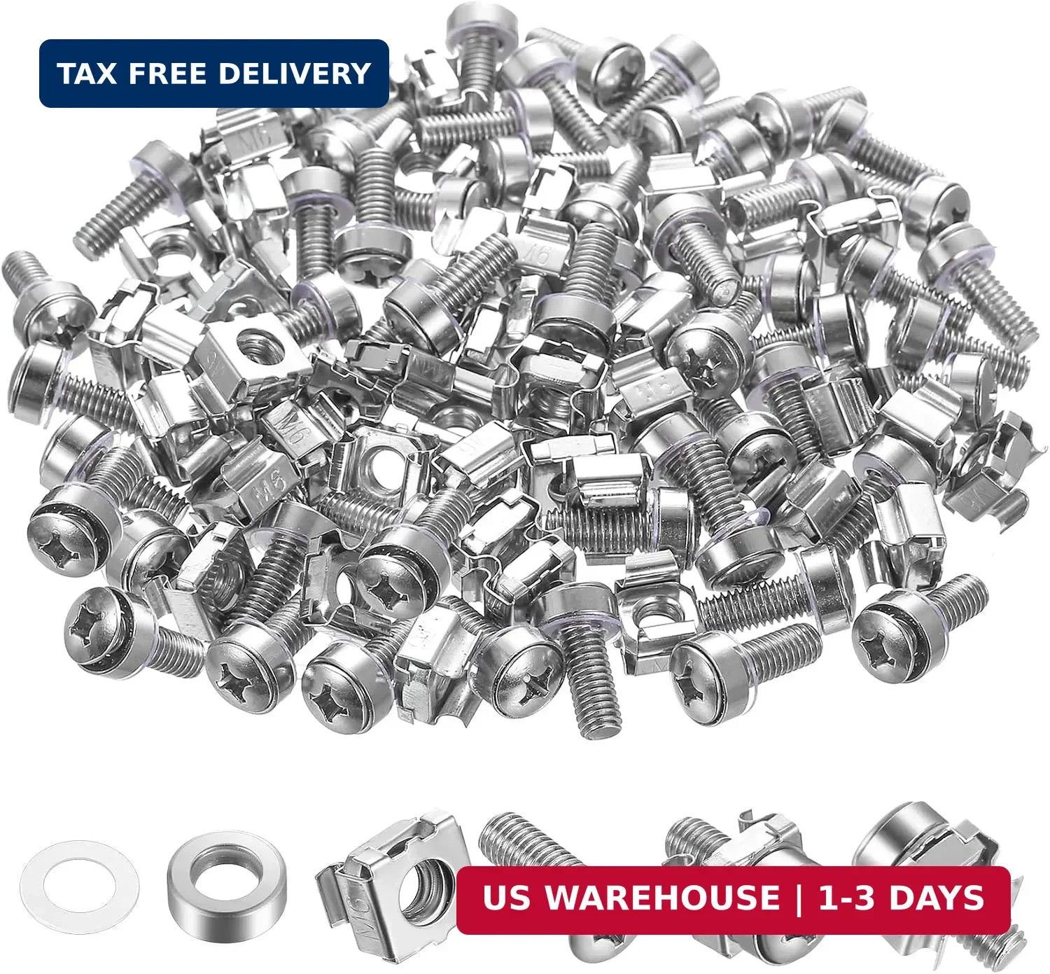 40 Pcs/20 Set Rack Mount Screws and Cage Nuts for Server Rack Cabinet, Silver Ca