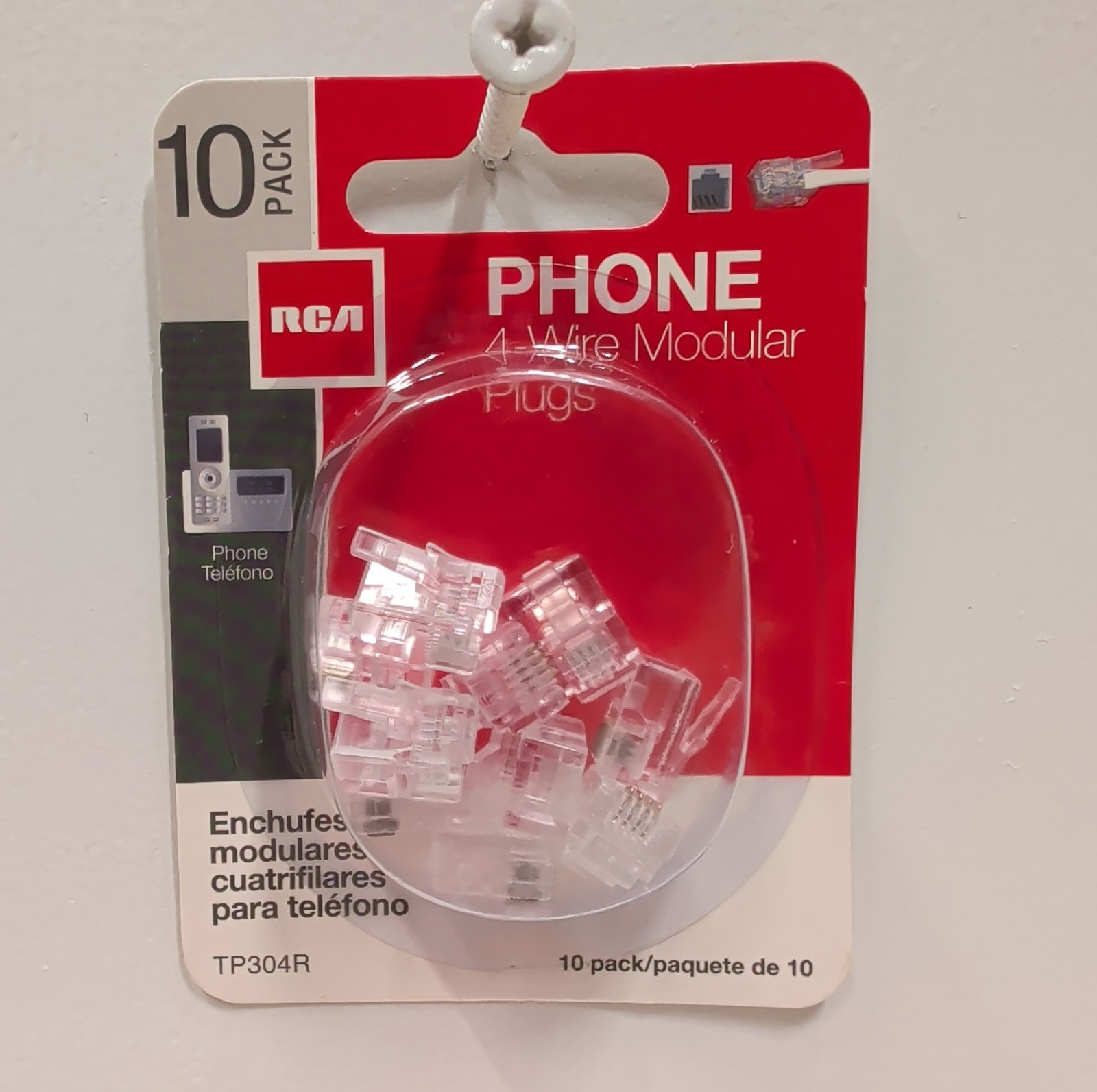 RCA TP304R 4‑Wire Modular Phone Plugs 10‑Pack Clear RJ11 Ends New Sealed