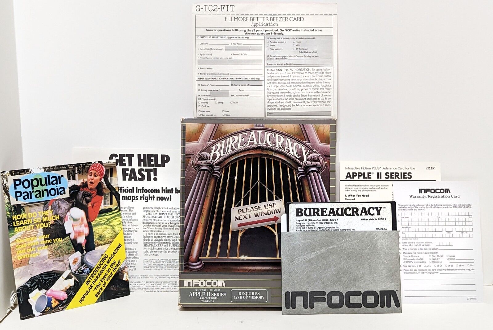 Wow BUREAUCRACY for Apple II IIgs IIe by INFOCOM Douglas Adams 1987, 5.25 Floppy