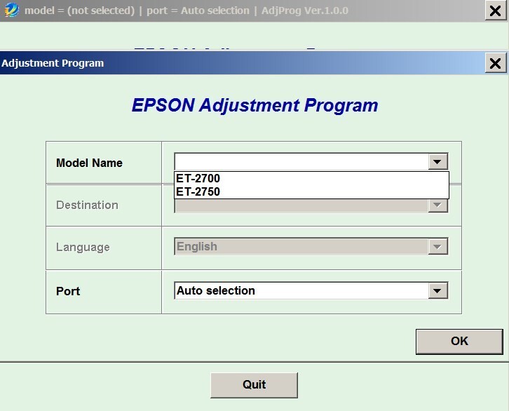 Epson ET 2700 2750 service program