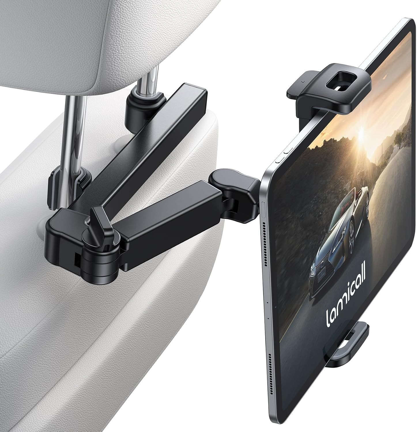 Car Headrest Tablet Holder 3-in-1 Adjustable Mount Back Seat 4.7-11" Devices