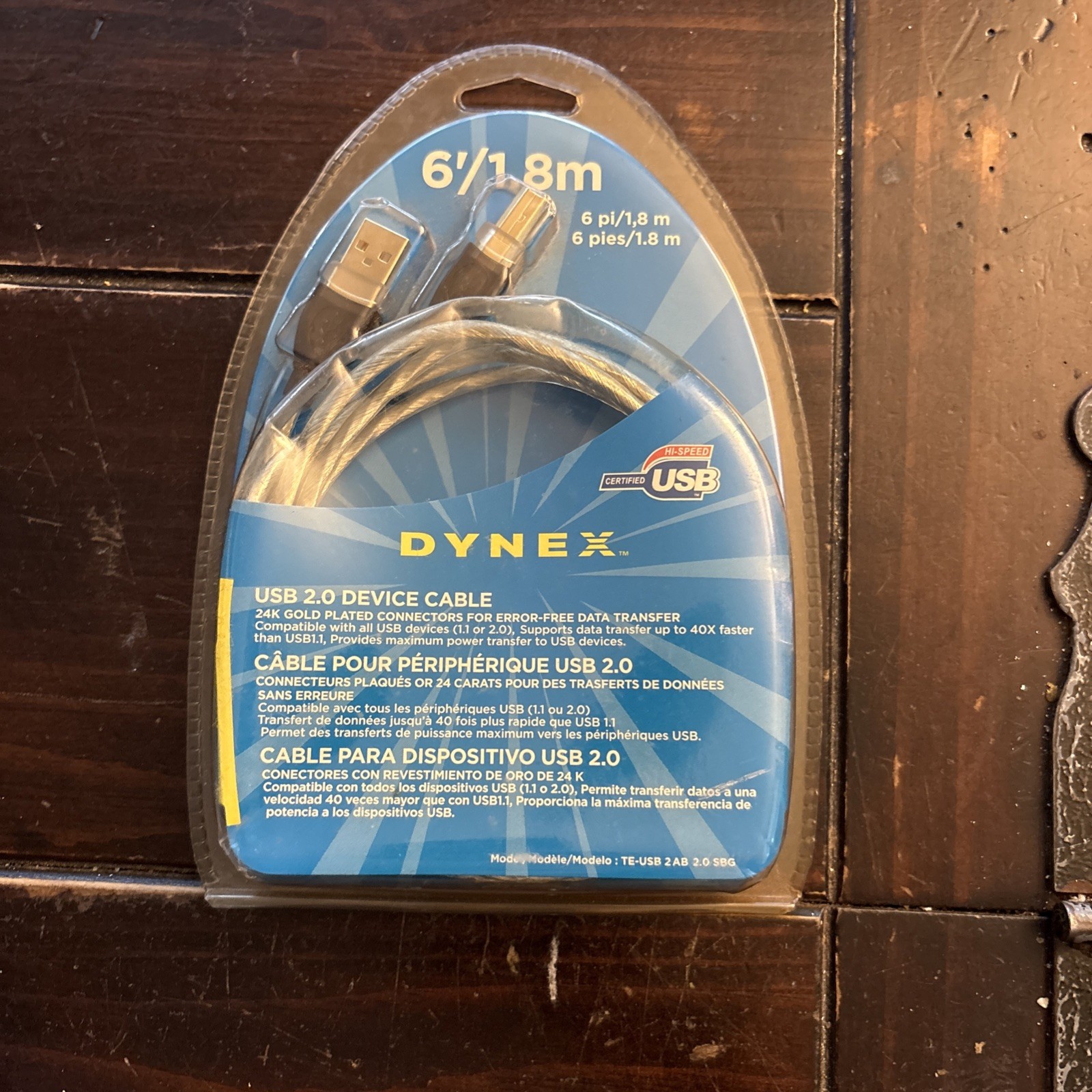 Dynex 6/1.8m USB 2.0 Device Cable Male To Male High Speed Connector