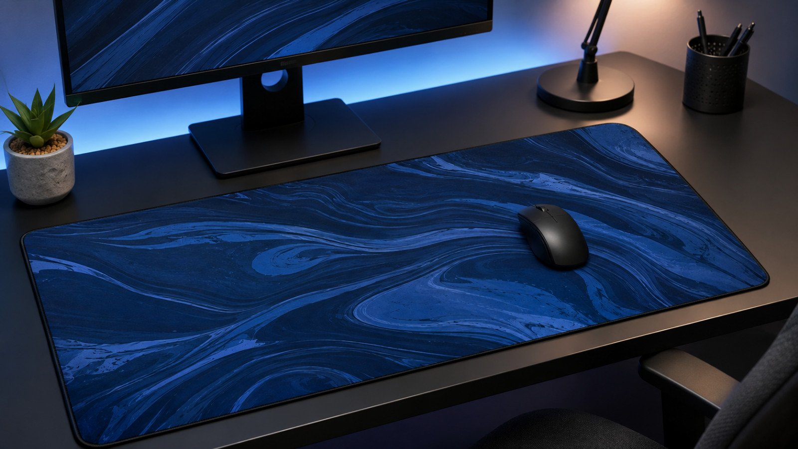 XL Extended Gaming Mouse Pad 35.5" x 15.5" Blue Abstract Desk Mat Non-Slip