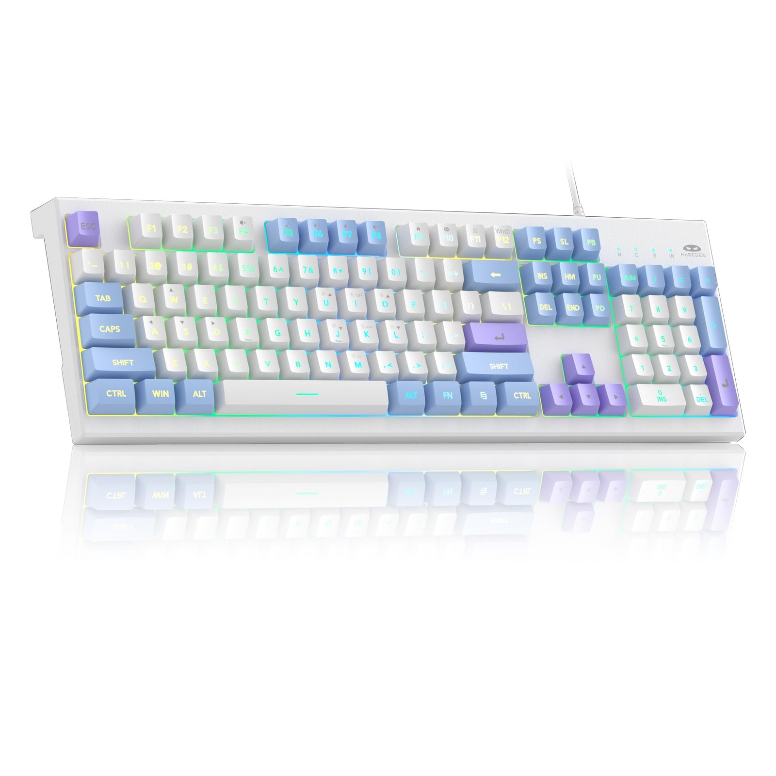 Creamy Keyboards,K2 Classic Keyboard Wired RGB Backlit 104 Keys Waterproof Er...