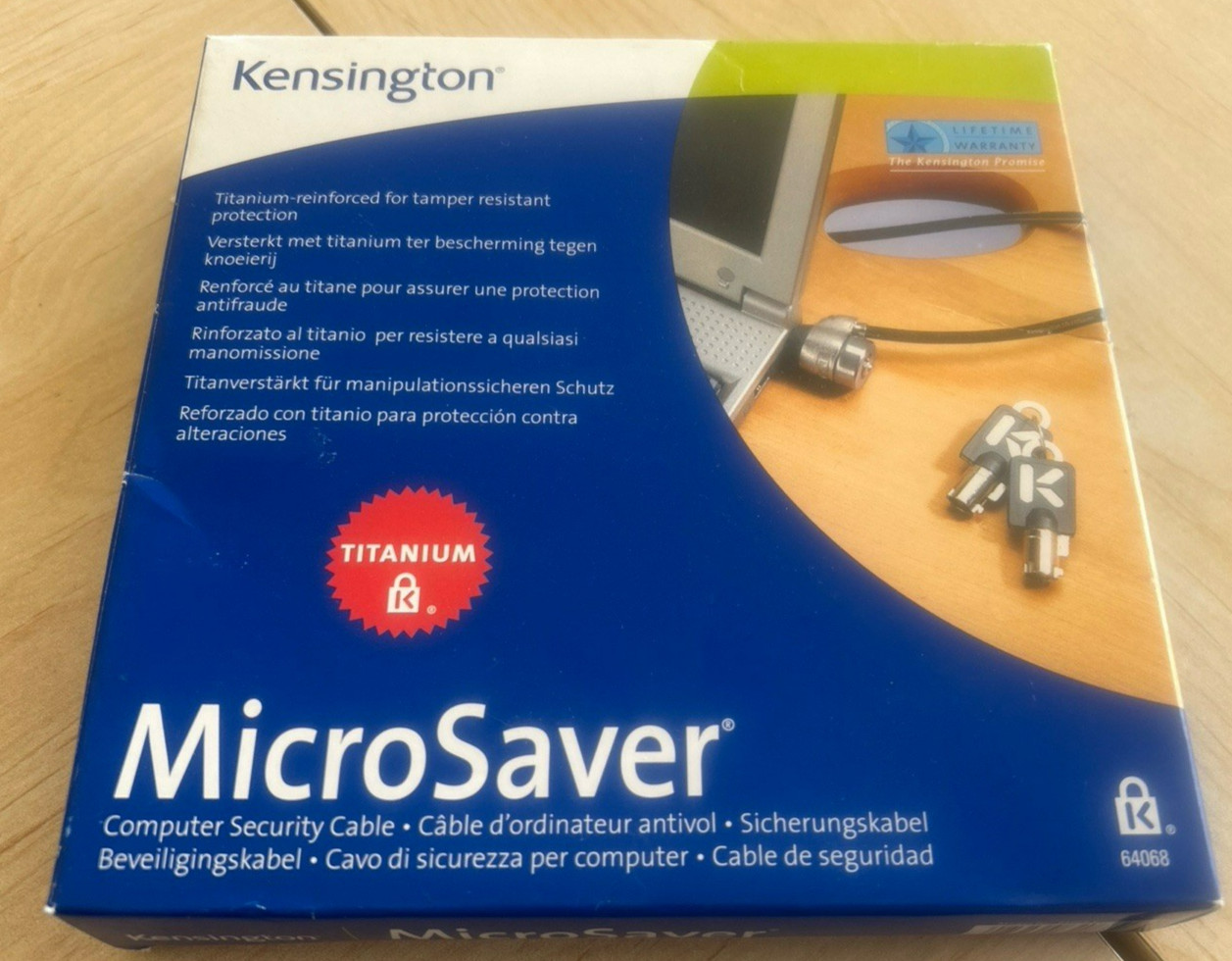 1 Kensington MicroSaver Keyed Notebook Lock, Laptop Security Cable NIB