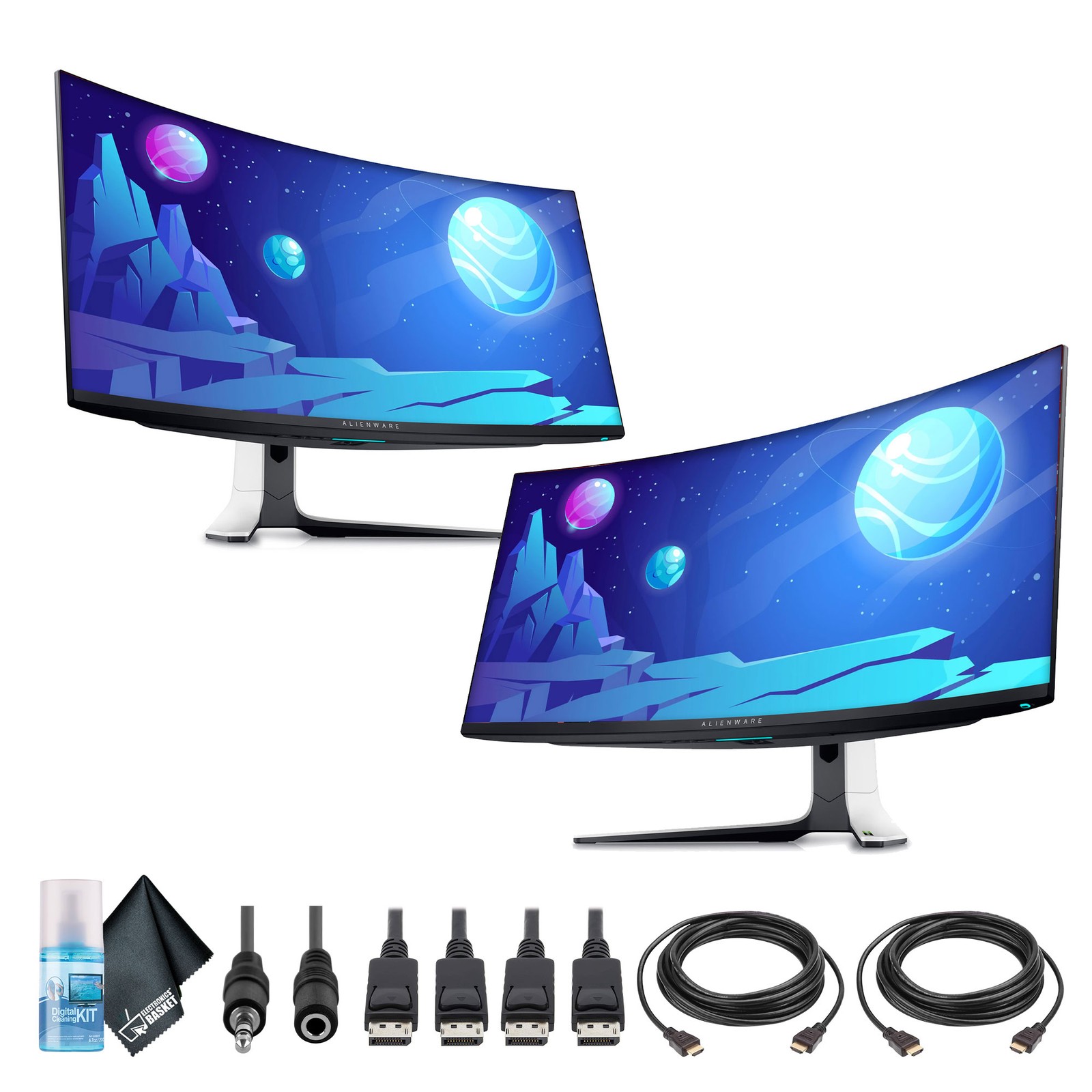 2 x Alienware AW3423DW 34.2" 1440p HDR 175 Hz Curved Gaming Monitor (Lunar