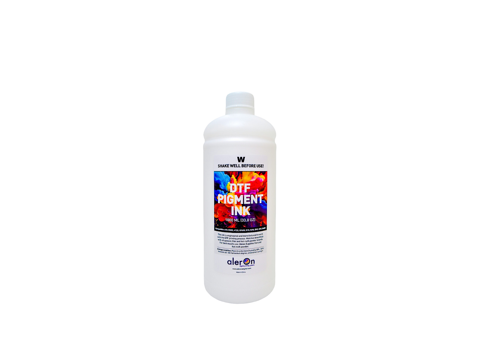 Premium DTF Ink CMYK + White – 1000ml – Direct to Film Printing