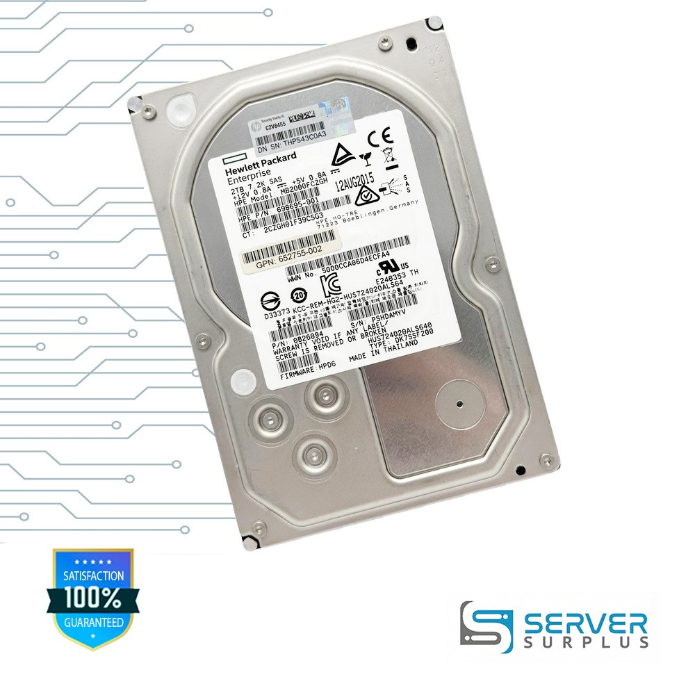HPE MB2000FCZGH 2TB SAS 7.2K 3.5 in Enterprise HDD | 698695-001 | 0B26894