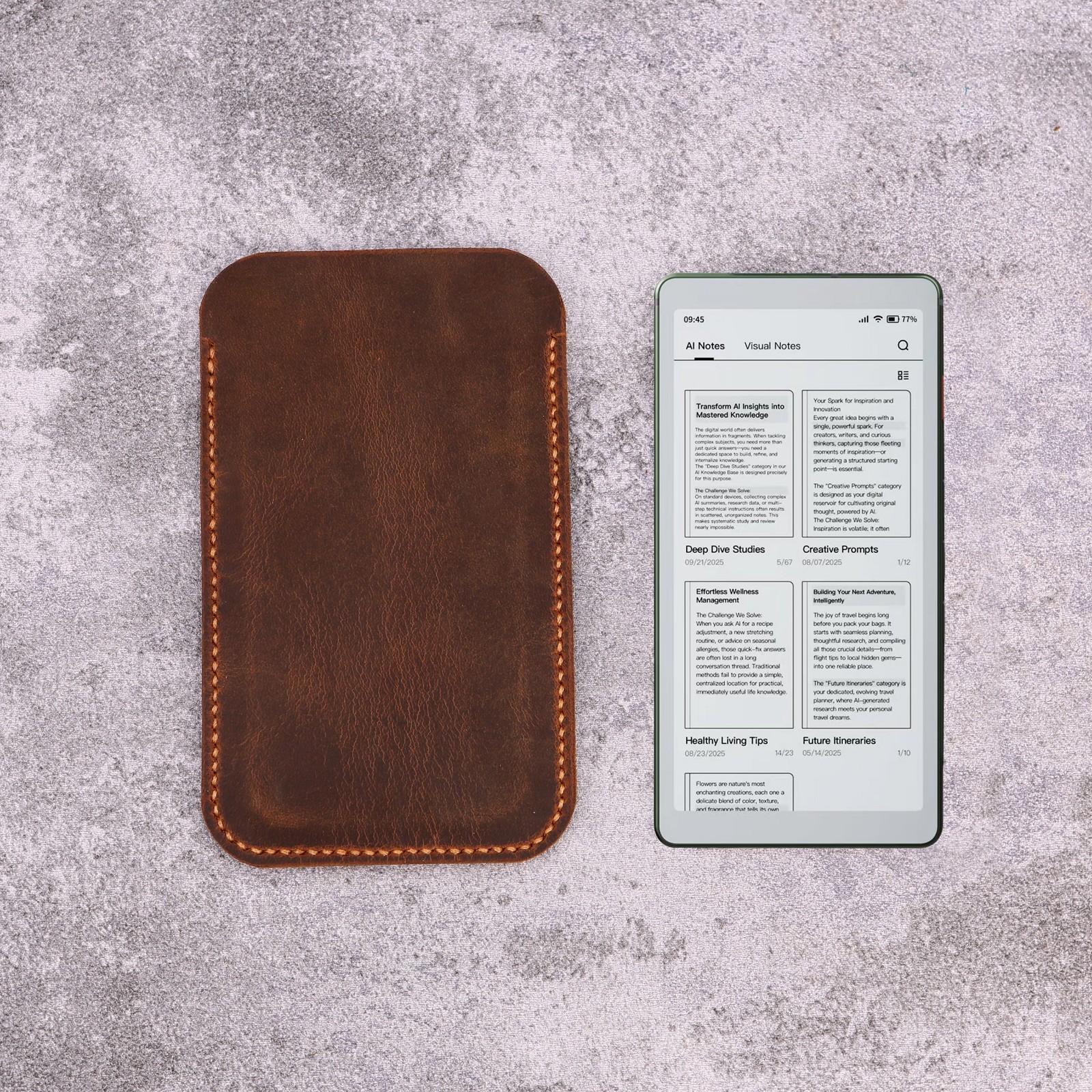 Handmade Full Grain Leather Sleeve Case for Viwoods AI Paper Reader