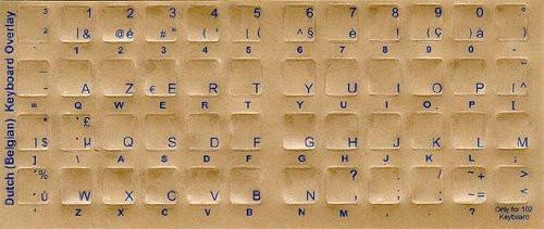 Belgian Keyboard Stickers w/ Reverse Print Blue Letter