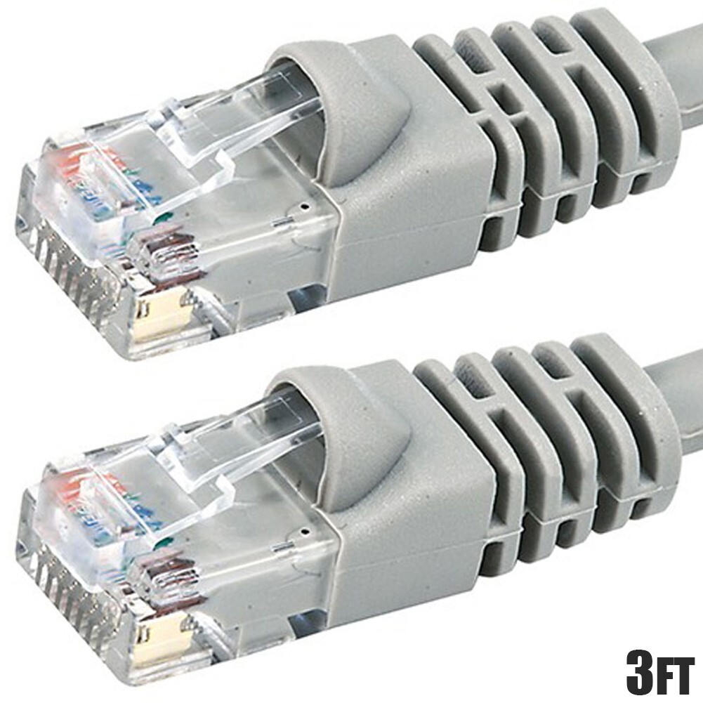 3-50FT Cat5E RJ45 Network LAN Ethernet UTP Crossover Cable Gold Copper Wire Gray