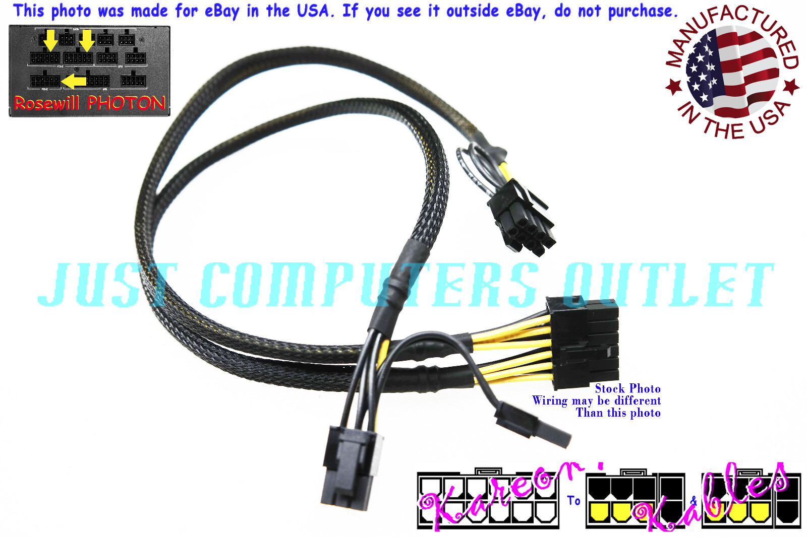 🔥 18" Rosewill PHOTON Series 12-Pin ATX to Dual (6+2) Pin PCI-E Power Cable