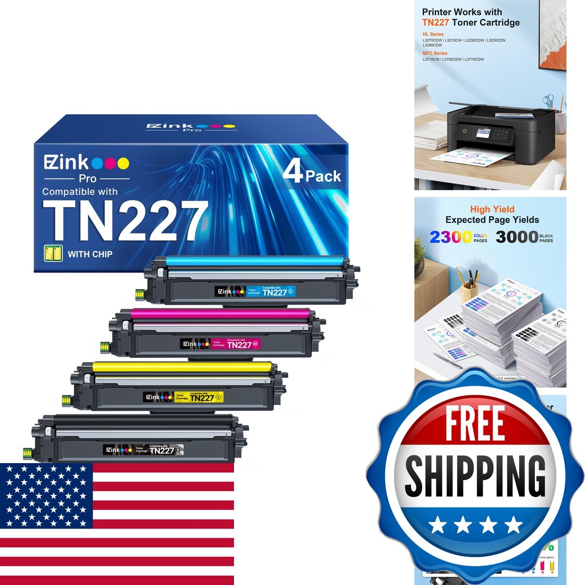 E-Z Ink Pro Compatible Replacement TN227 Brother Toner TN-227 TN223 TN227