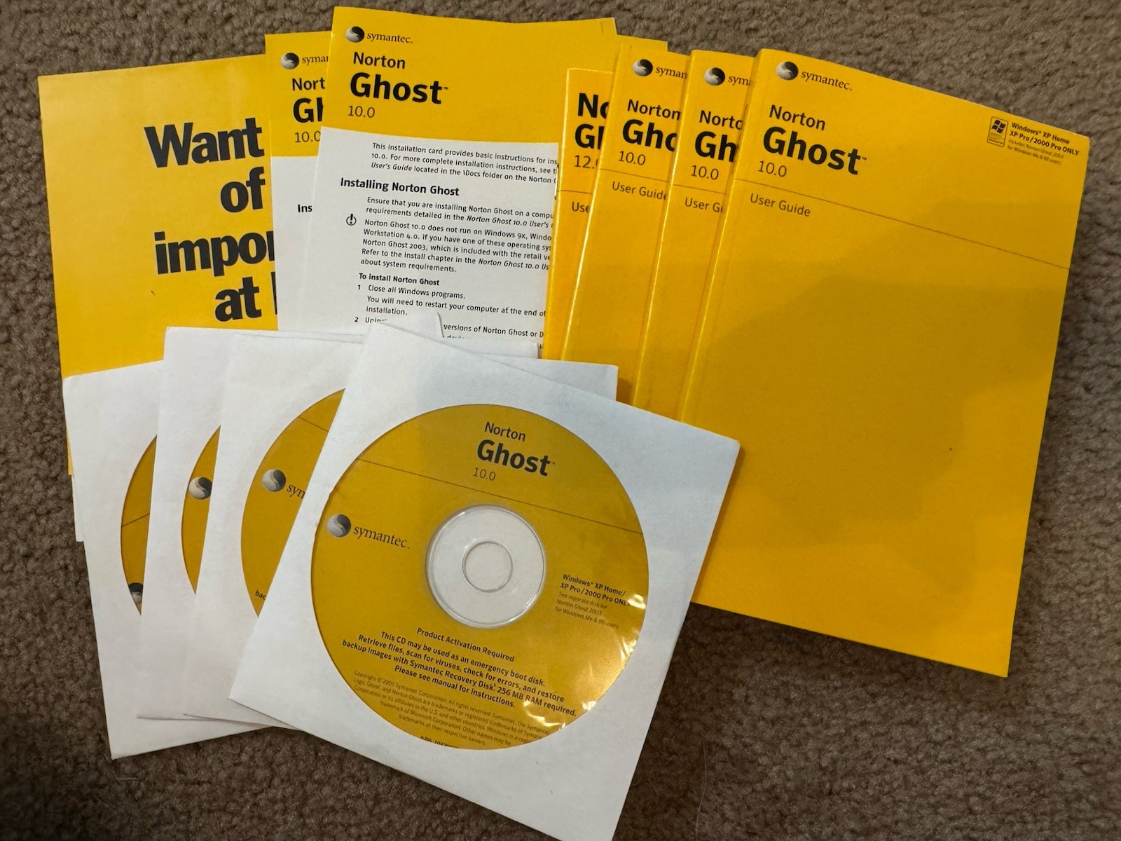 Norton Ghost 10.0 Backup Software CD Discs Windows XP 2003 With User Guide