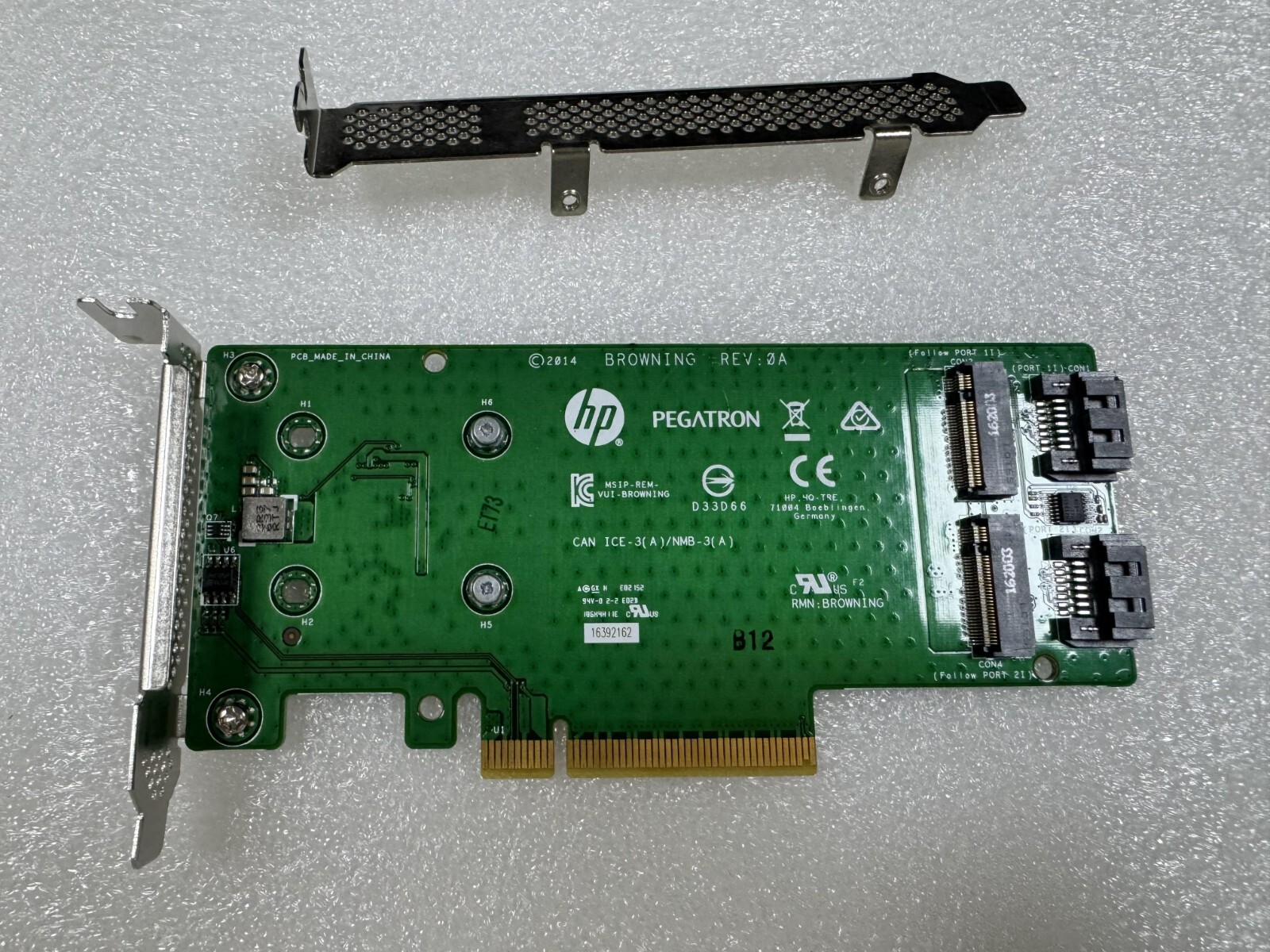 HPE SATA M.2 Dual Drive PCIe Riser Card 759238-001 759505-001 dual brackets