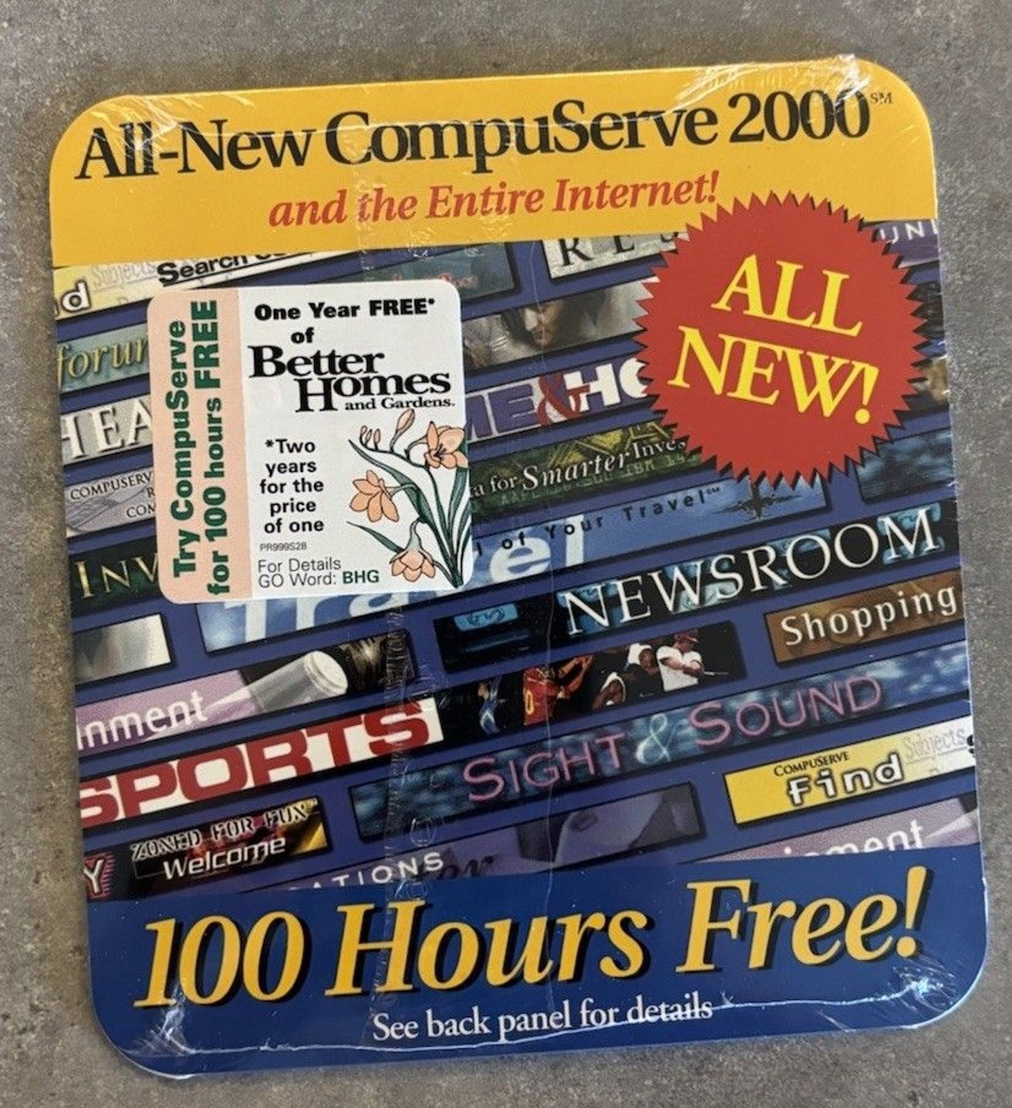 COMPUSERVE 2000 and the Entire Internet CD-ROM - "100 Hours Free" Sealed