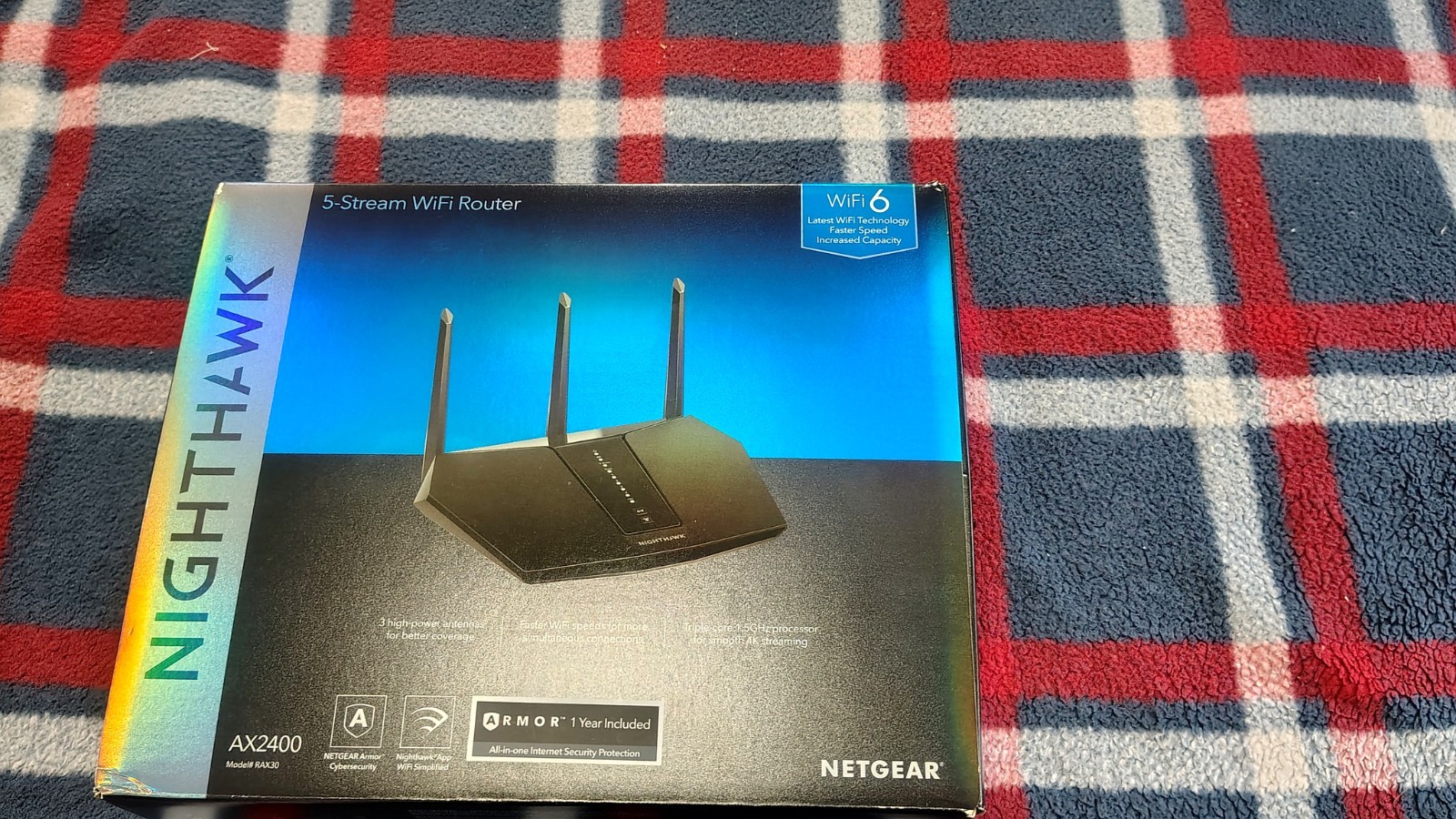 Nighthawk AX2400 Model RAX30 5-Stream WiFi 6 Router Color Black