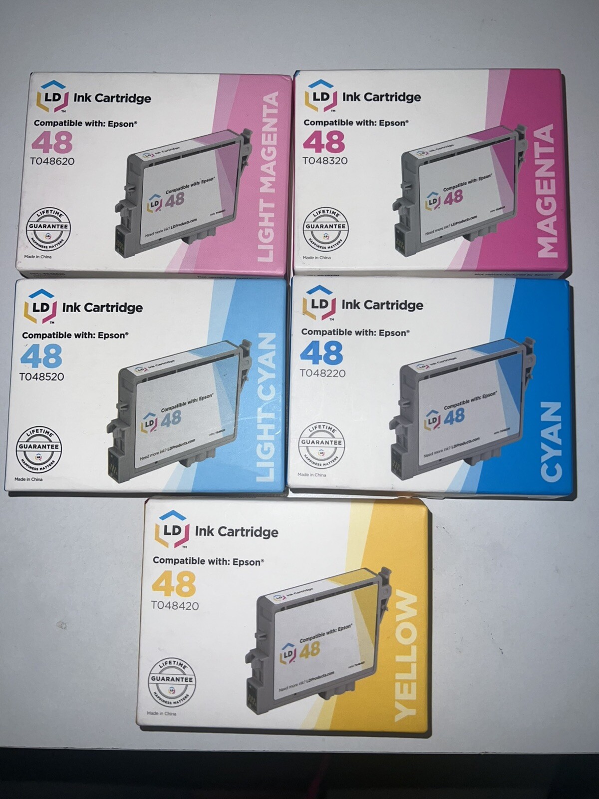 5 LD Ink Cartridges For Epson 48 Light Magenta - Magenta Light Cyan, Cyan Yellow