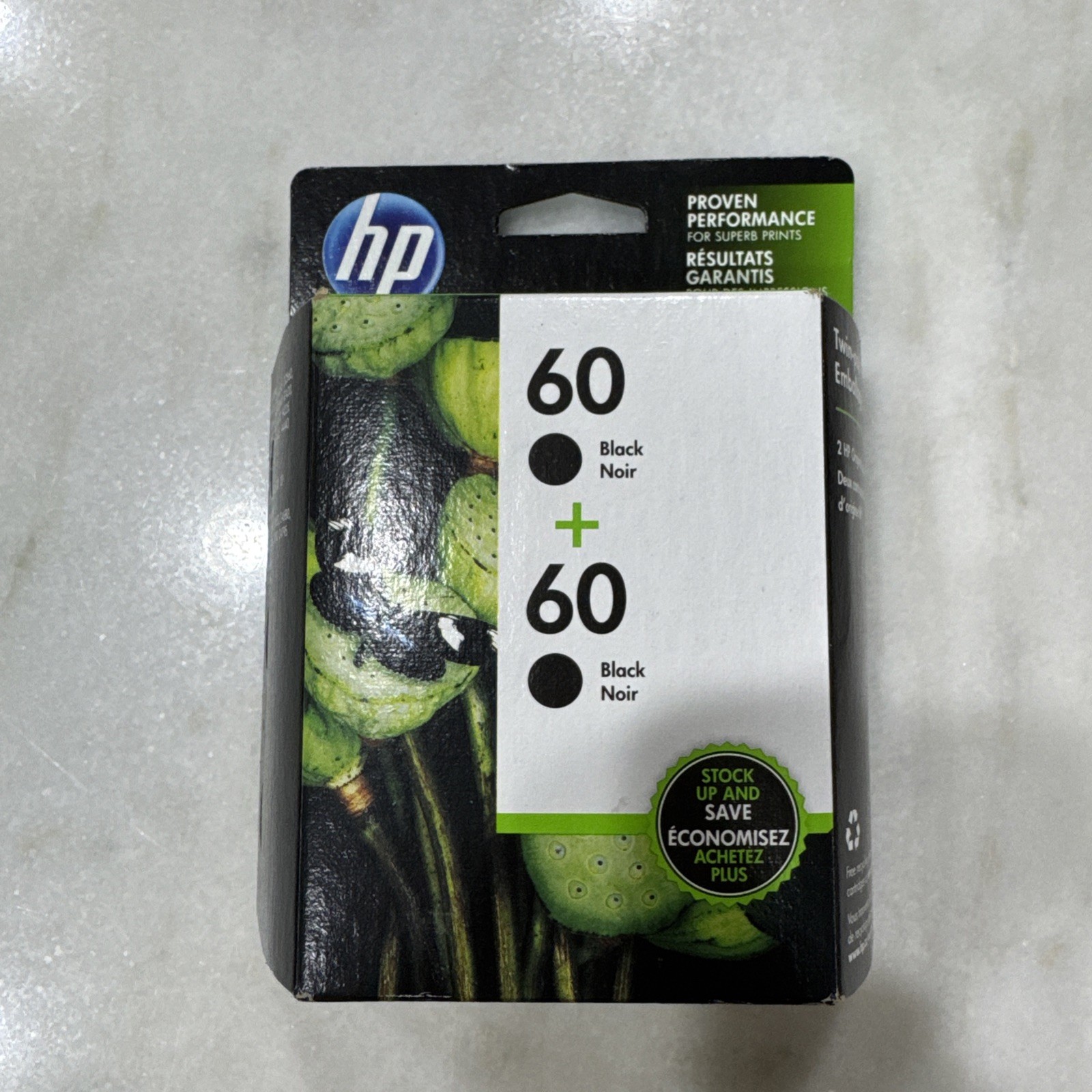 HP 60 Black Ink Cartridge 2 Pack CC640WN - Genuine Brand New 3/20