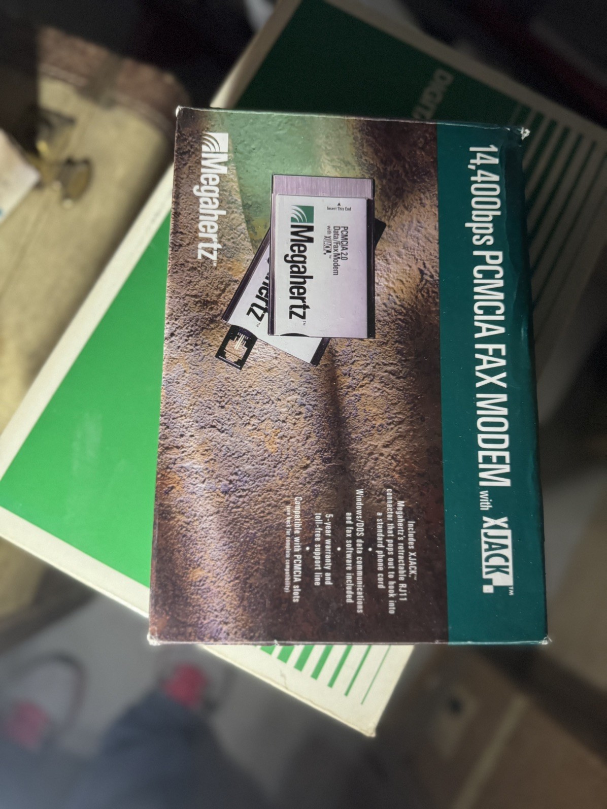 Megahertz 14,400bps PCMCIA Fax Modem with XJack for Palmtop Handheld PC Computer