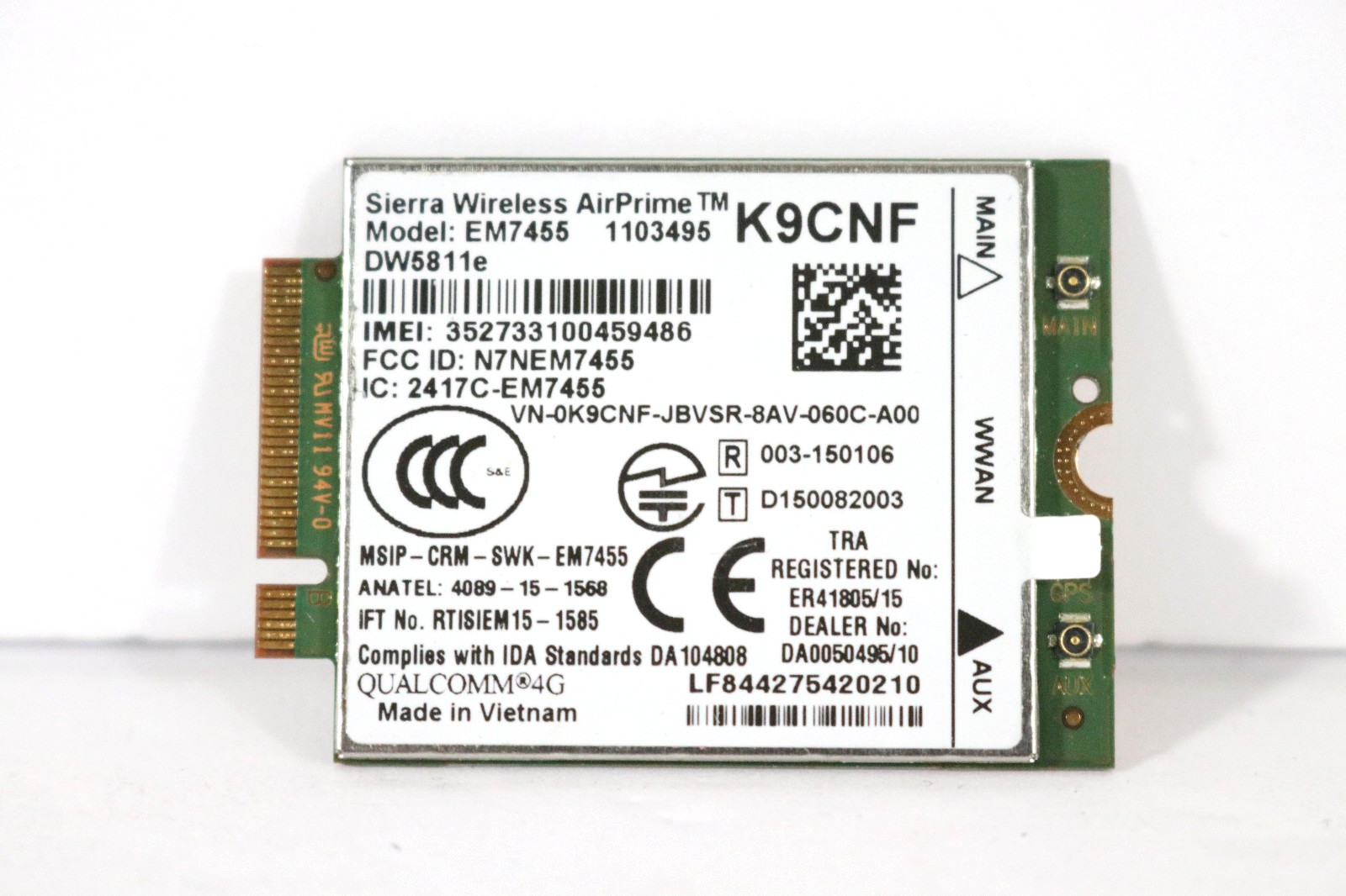 Sierra Wireless AirPrime EM7455 DW5811e 4G LTE WWAN Card M.2 – Dell K9CNF
