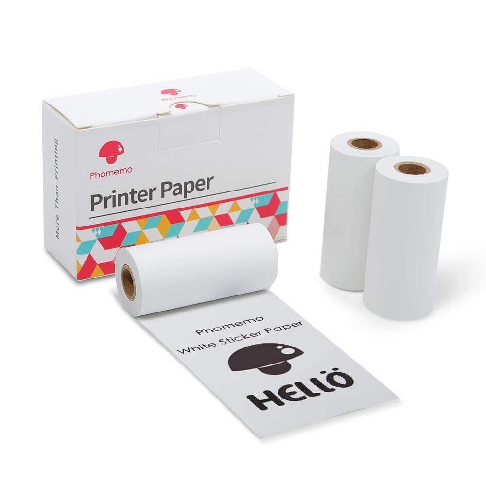 Phomemo White Sticker 20-Year Long-Lasting 53mm Adhesive Thermal Paper