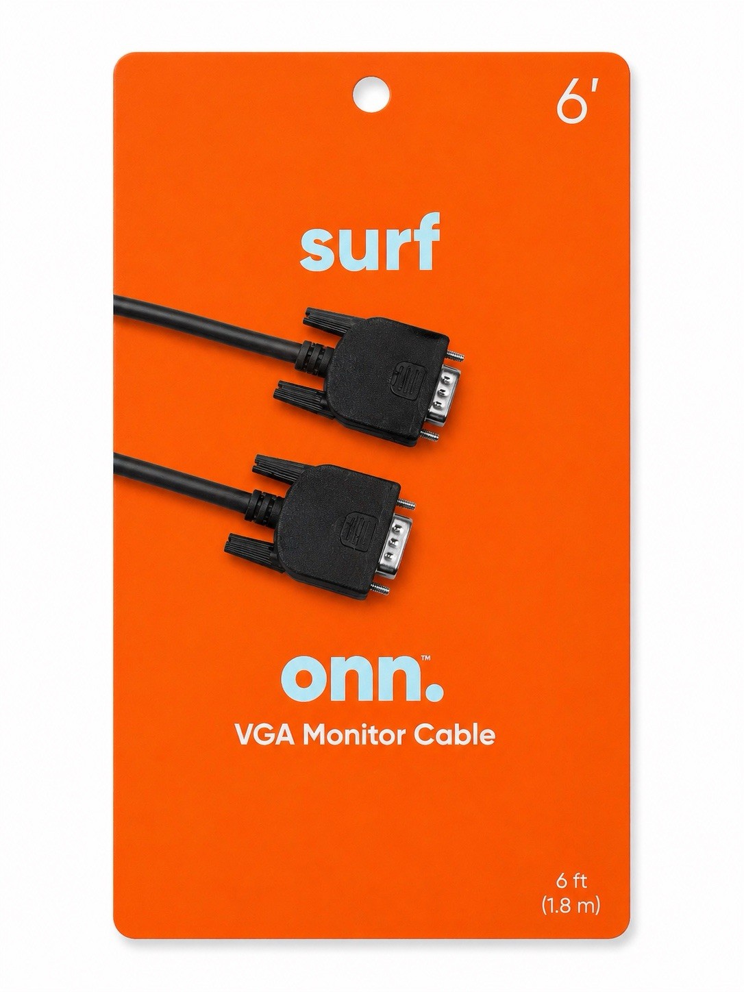 Onn VGA Monitor Cable 6" Black Connect Monitor Projector