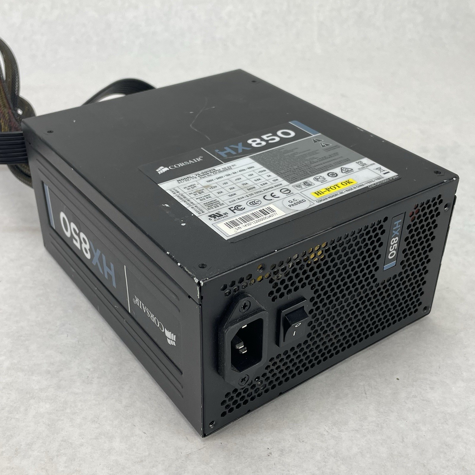 Corsair HX850 850W 80 Plus Gold Power Supply 75-001219 CP-9020032