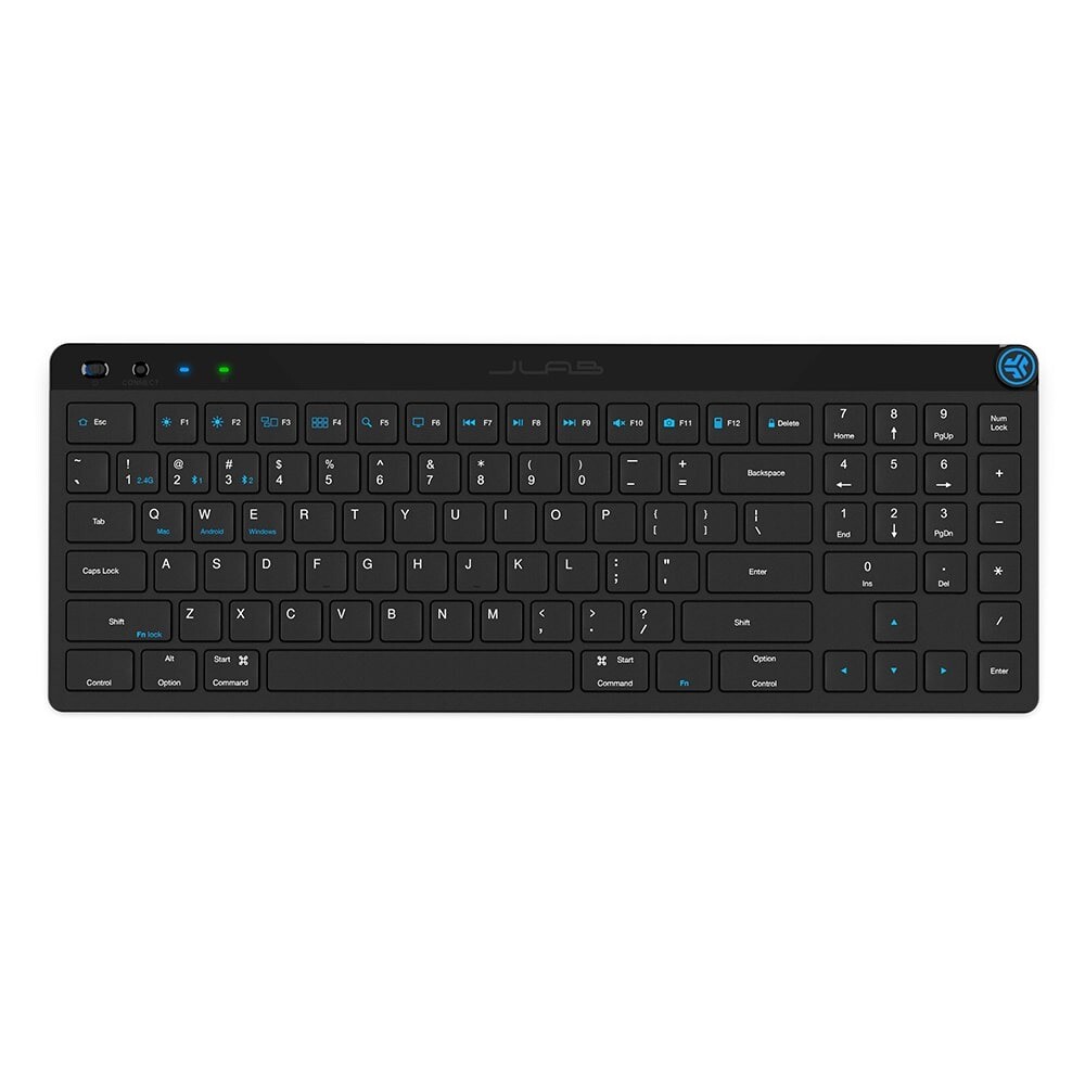 JLab JBuds Wireless Keyboard, Black, 95 Keys, Multi-Device, 2.4G/Bluetooth