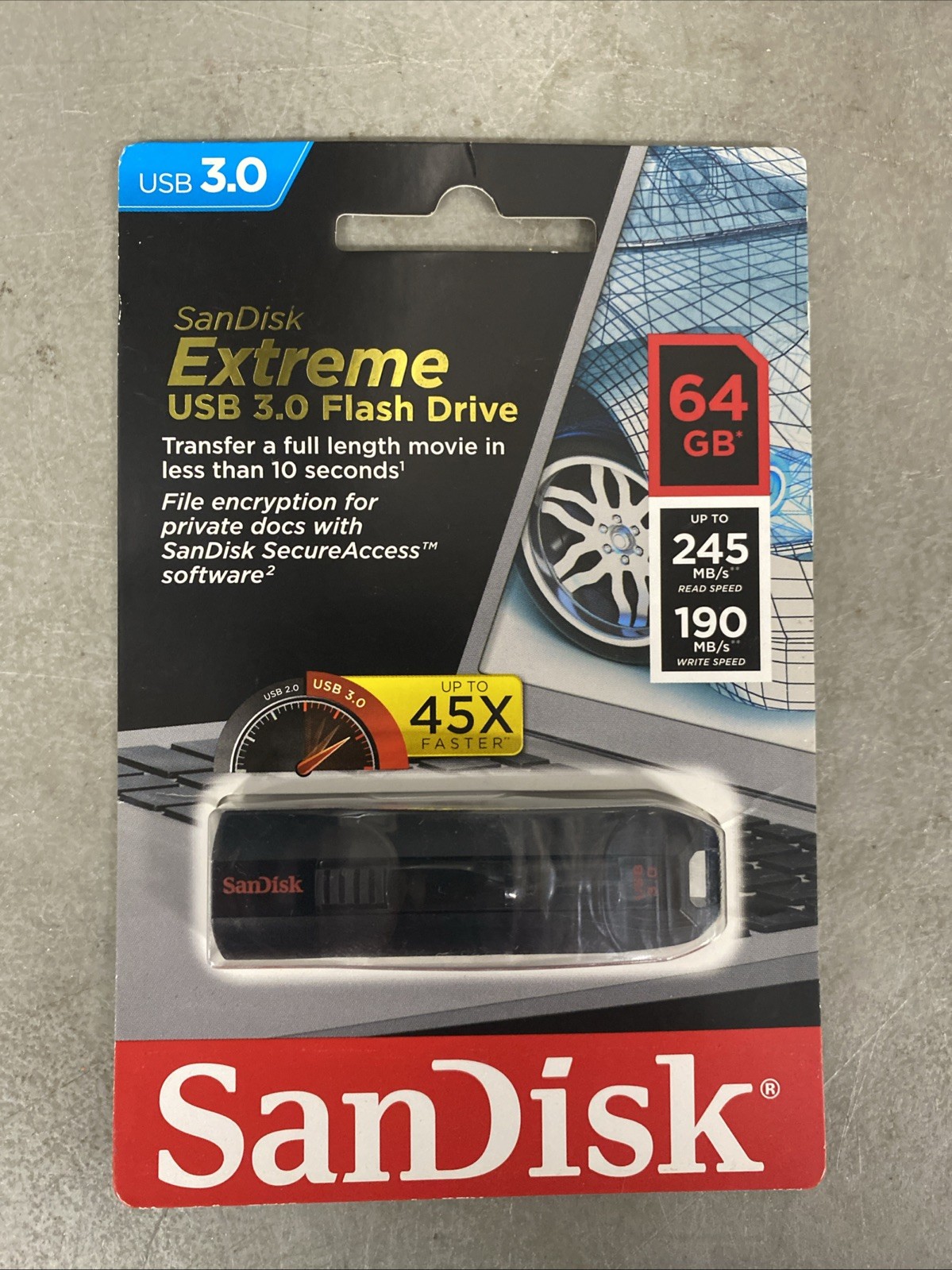 NEW sealed CZ80 Sandisk Extreme USB flash drive 64GB MLC